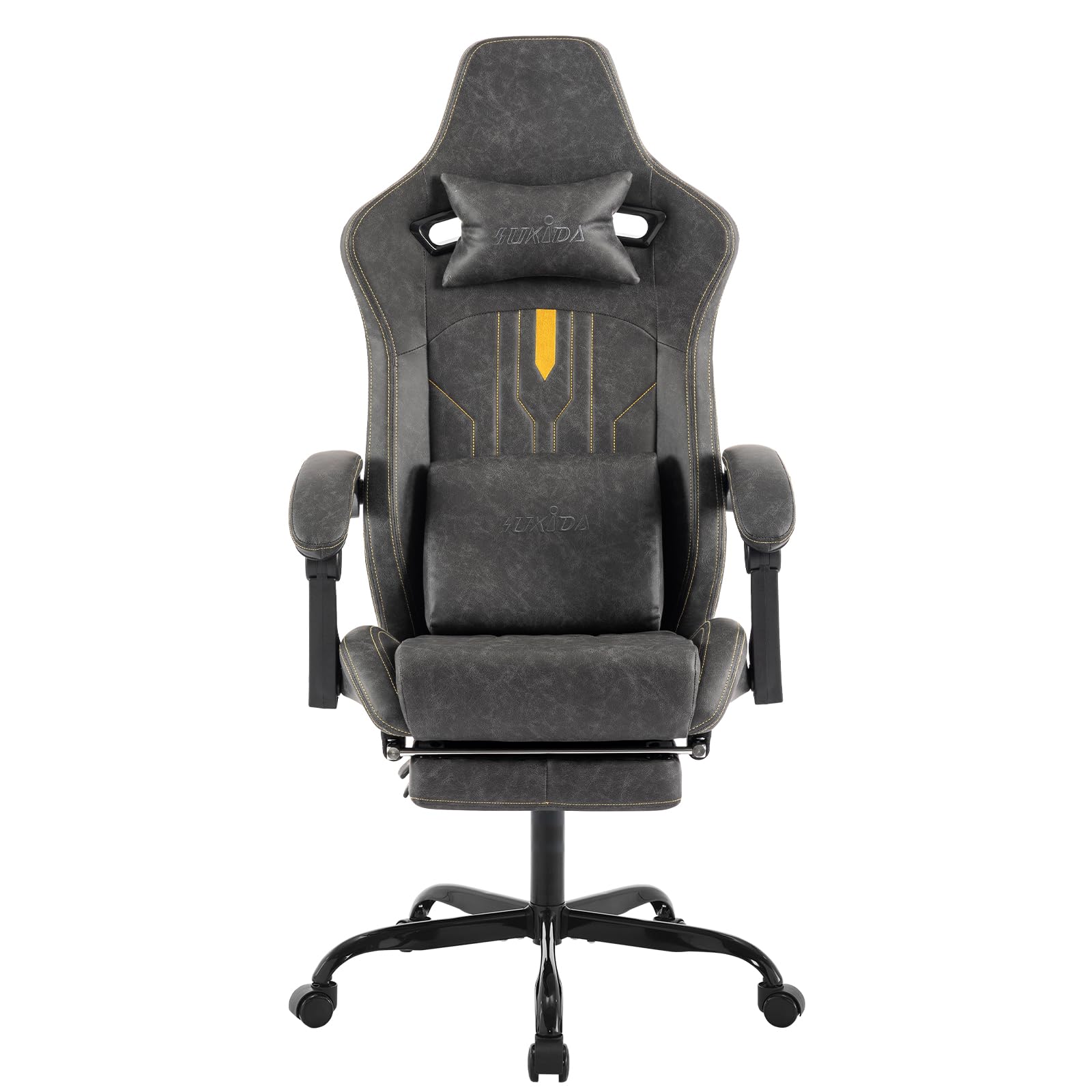 Ergonomic Gaming Chair with Footrest & Massage Lumbar Support - Adjustable Racing Style Computer Desk Chair for Adults - Perfect for Home Office, Video Gaming, and Streaming Setup (PU Leather Executive Recliner)