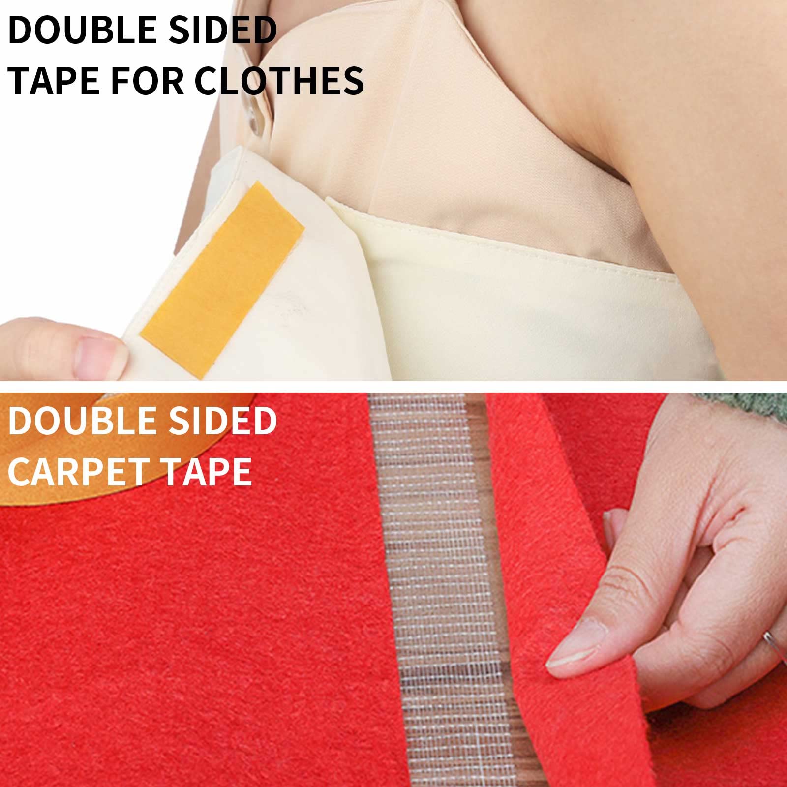 Birllaid Heavy Duty Double Sided Fabric Tape - 1 Inch x 66 FT (20m) Clear Strong Adhesive for Clothes, Carpets & DIY Projects | Washable, Removable & Multi-Purpose Sticky Tape for Home, Office & Crafting