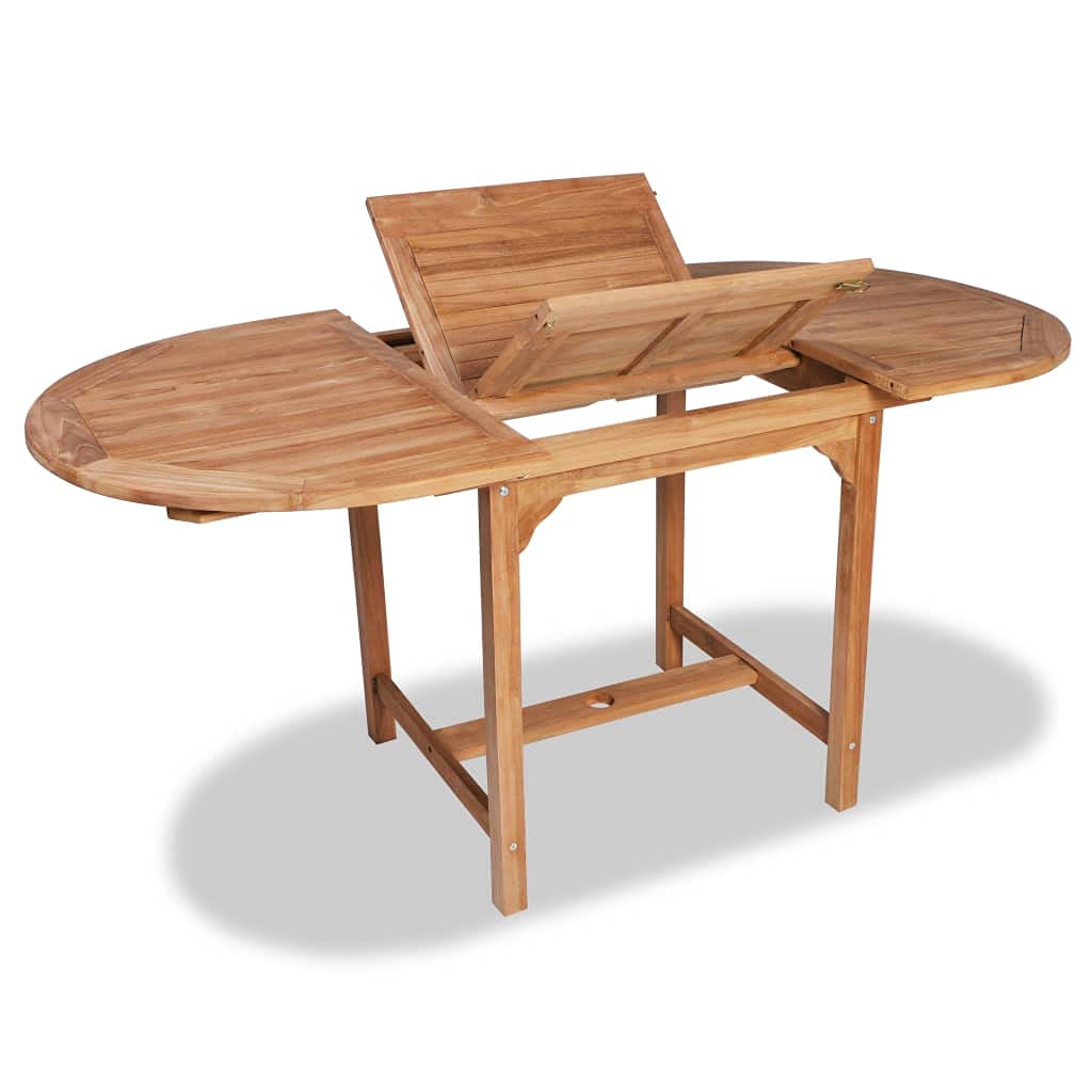 FAMIROSA Extendable Oval Teak Wood Patio Dining Table - 43.3
