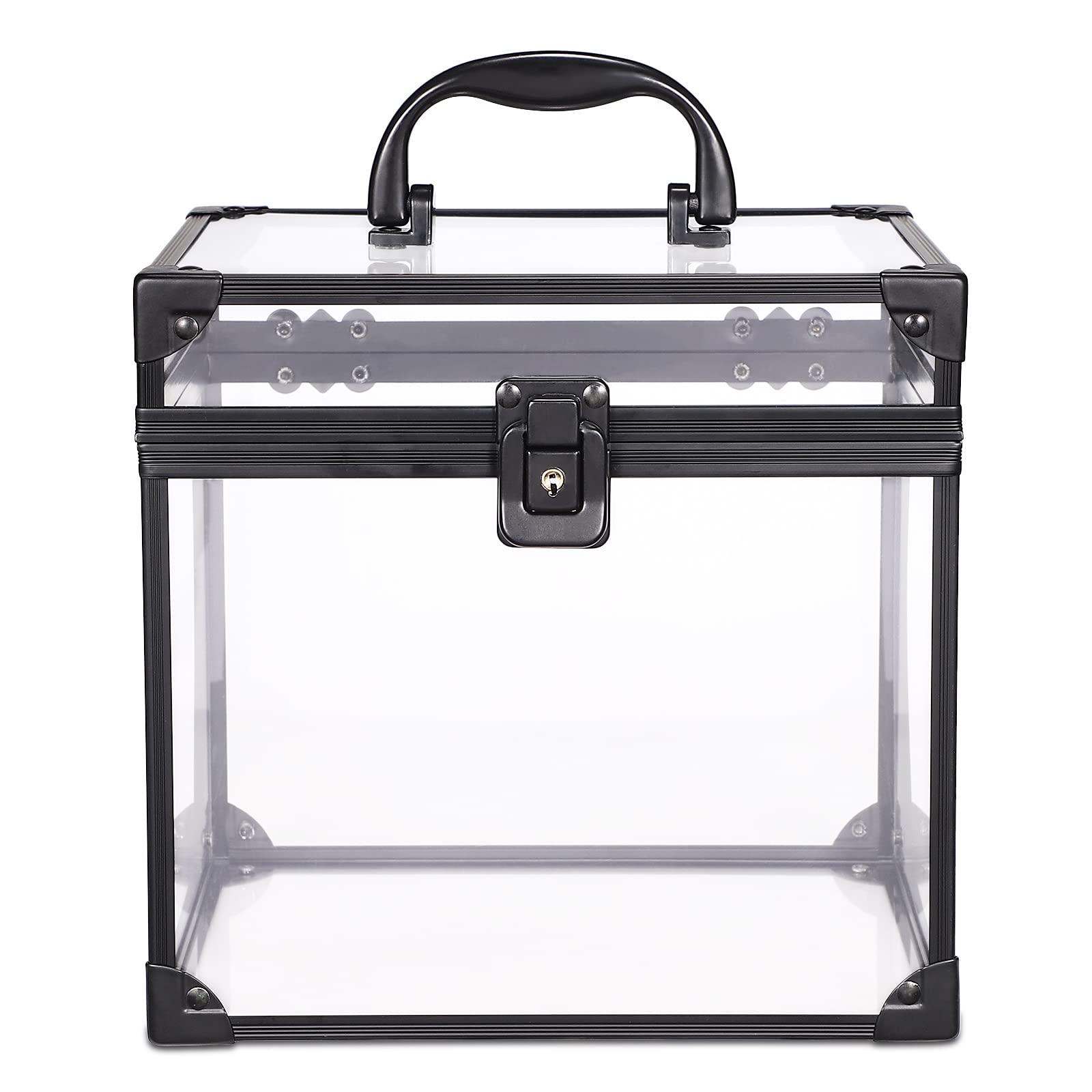 Portable Crown Storage Box for Pageants & Tiaras - 8x7x7.5 Inch Clear Makeup Organizer Case with Latches, Large Cosmetic Display & Travel Toiletry Organizer - Perfect for Beauty Pageants, Bridal Accessories & Jewelry Storage