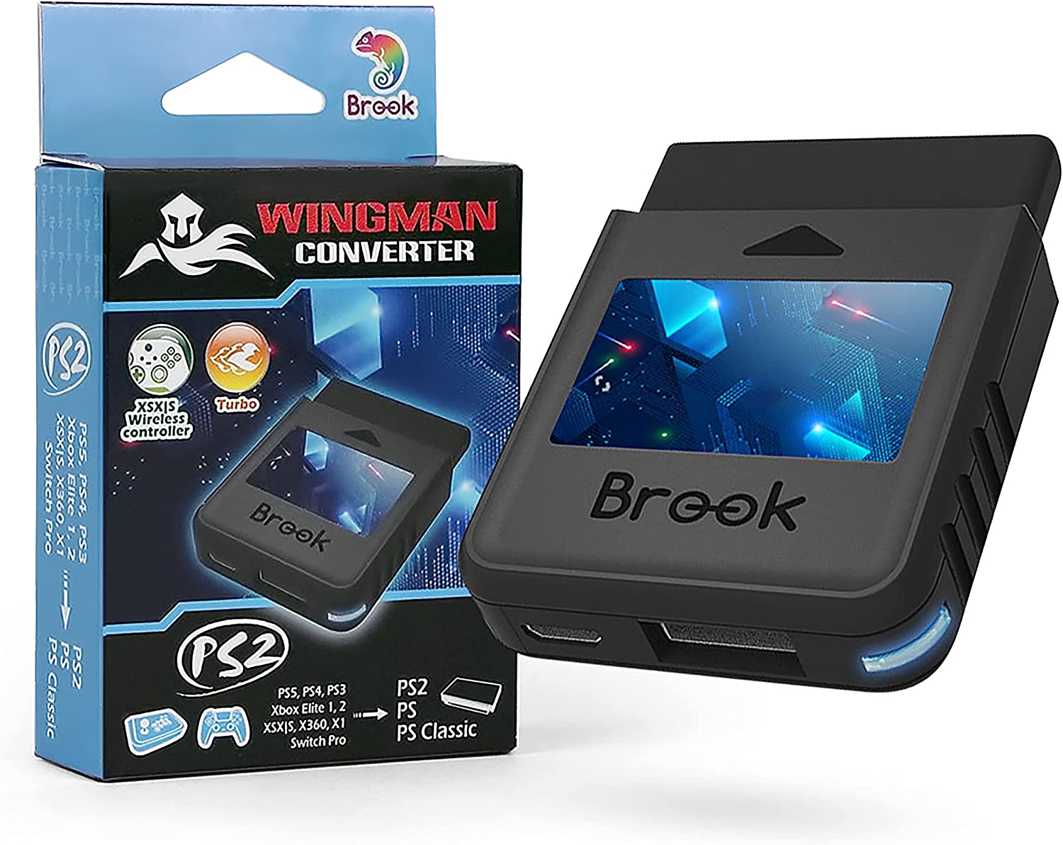 Brook Wingman PS2 to USB Adapter Converter - Play PS2 Games on PC, PS3, PS4 & PS5 - Perfect for Retro Gaming & Competitive Play