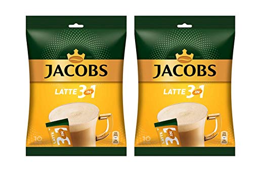 Jacobs LATTE 3 in 1 Instant Coffee Sticks - 20 Count, Rich & Creamy Coffee Mix - Perfect for Office, Travel & Quick Breakfast at Home
