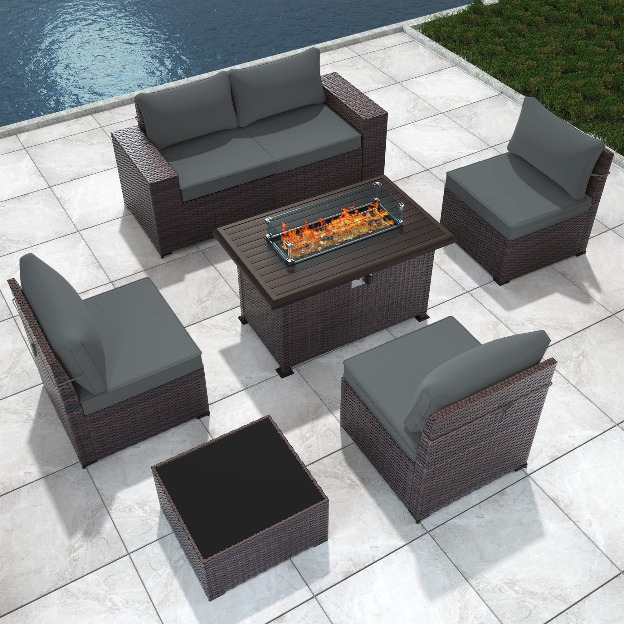 7-Piece Outdoor Patio Furniture Set with 43