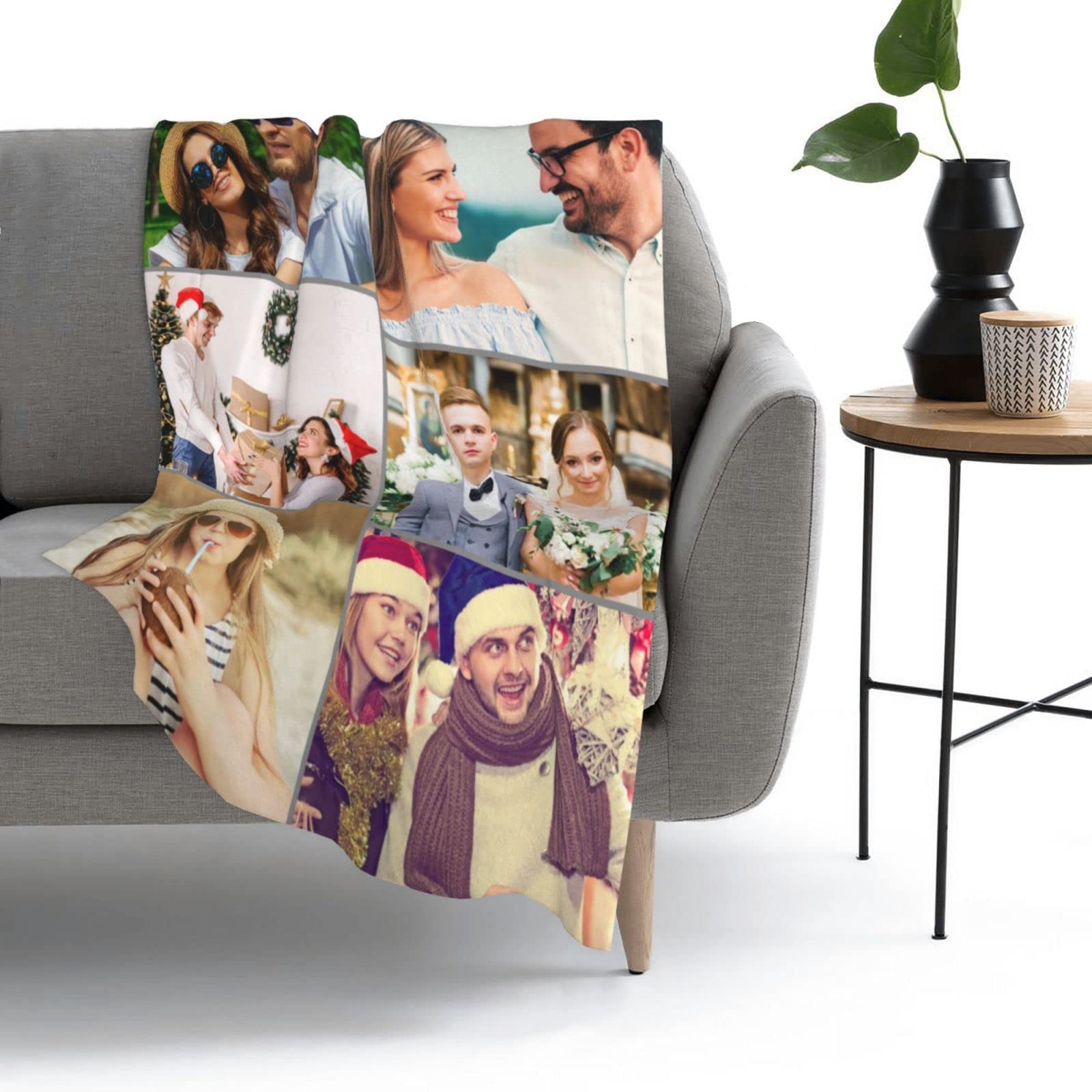 Custom Photo Blanket with Text - Personalized Picture Collage Fleece Blanket for Adults, Kids & Family - Pet Blankets for Dogs & Cats - Perfect Birthday, Christmas & Halloween Gift (60