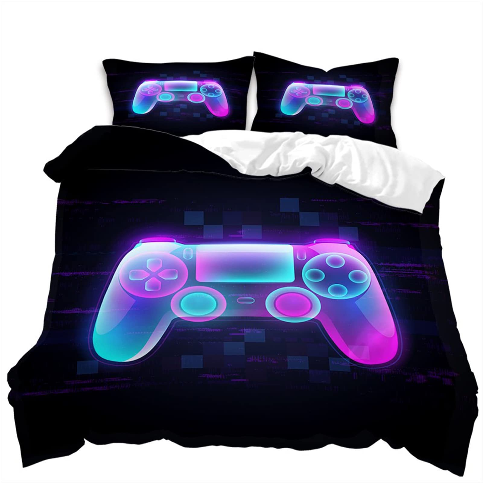 King Size Gaming Bedding Set - Soft Microfiber Duvet Cover with 2 Pillowcases | Game Room Decor for Kids & Boys | Perfect for Gaming Themed Bedrooms & Sleepovers