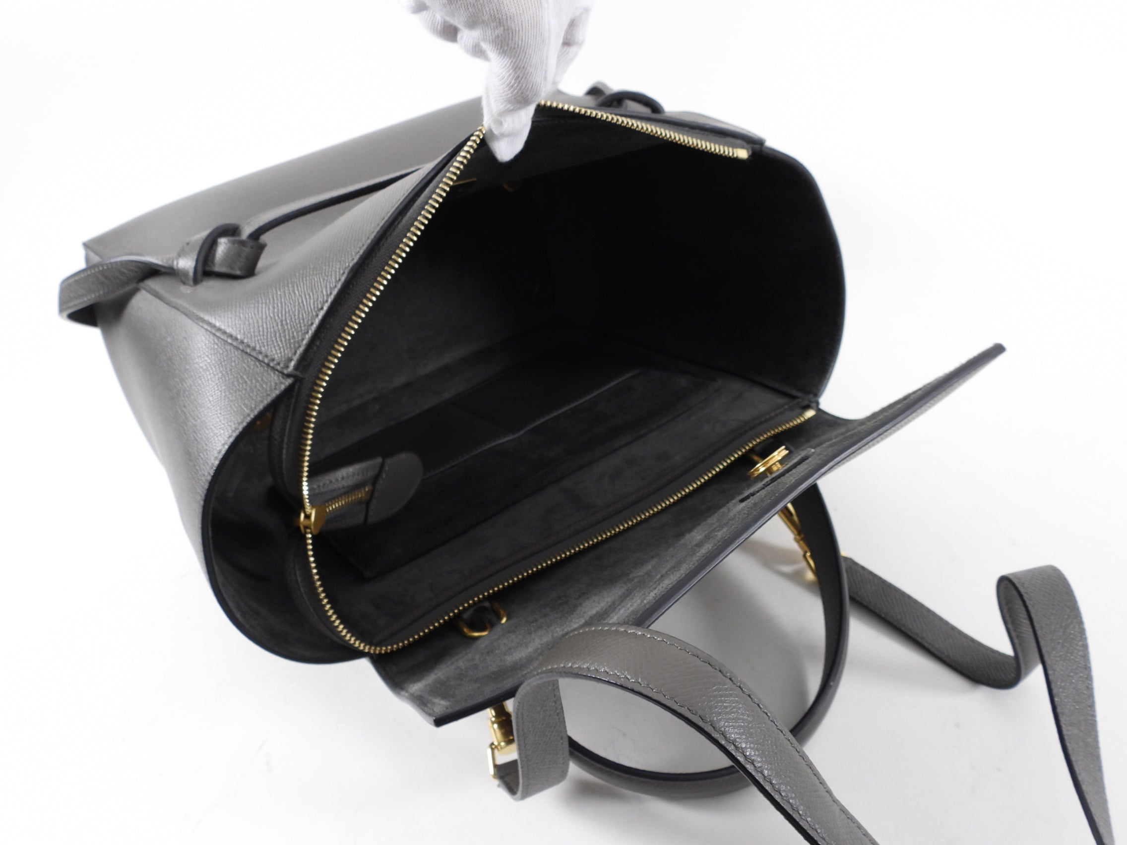 Celine Grey Mini Grained Leather Belt Bag - Stylish Crossbody Waist Pack for Women | Perfect for Travel, Concerts & Everyday Use