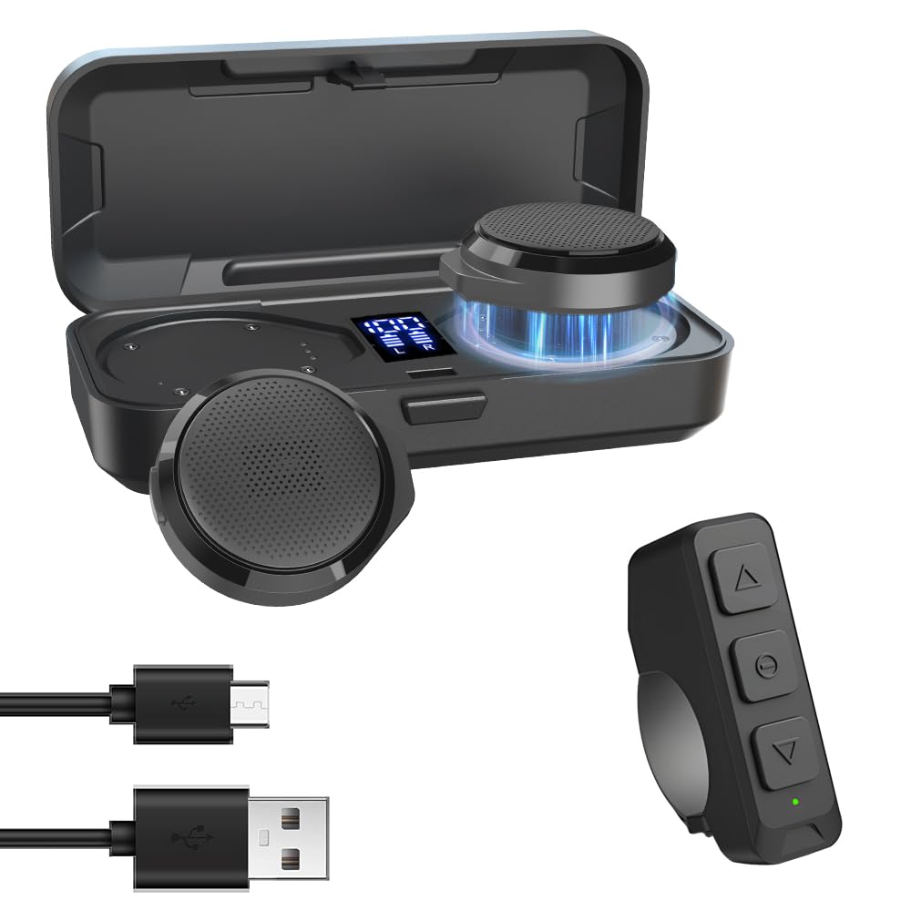 OBEST Motorcycle Bluetooth Helmet Headset with Wireless Speakers - BT5.3 Noise Cancellation, 1900mAh Battery (50+ Hours) & Remote Control - Perfect for Motorcycle Riding, Skiing & Outdoor Adventures