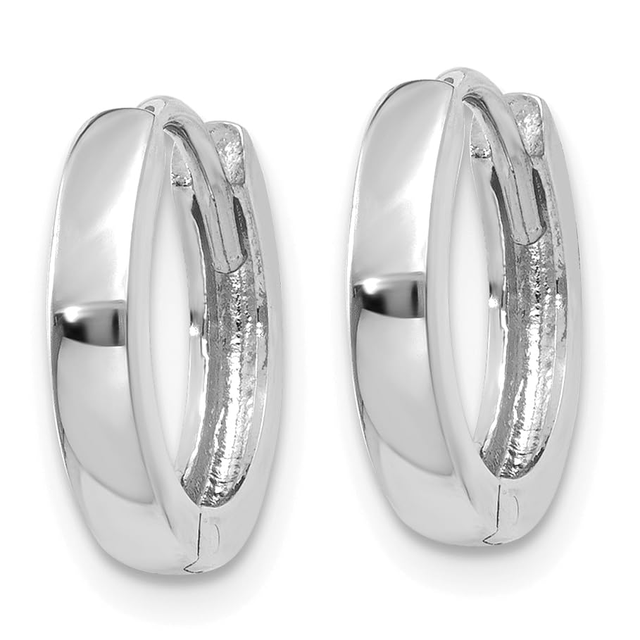 14K Solid White Gold Small Mini Hoop Huggie Earrings for Women - Round Hinged Hoops for Everyday Wear & Special Occasions