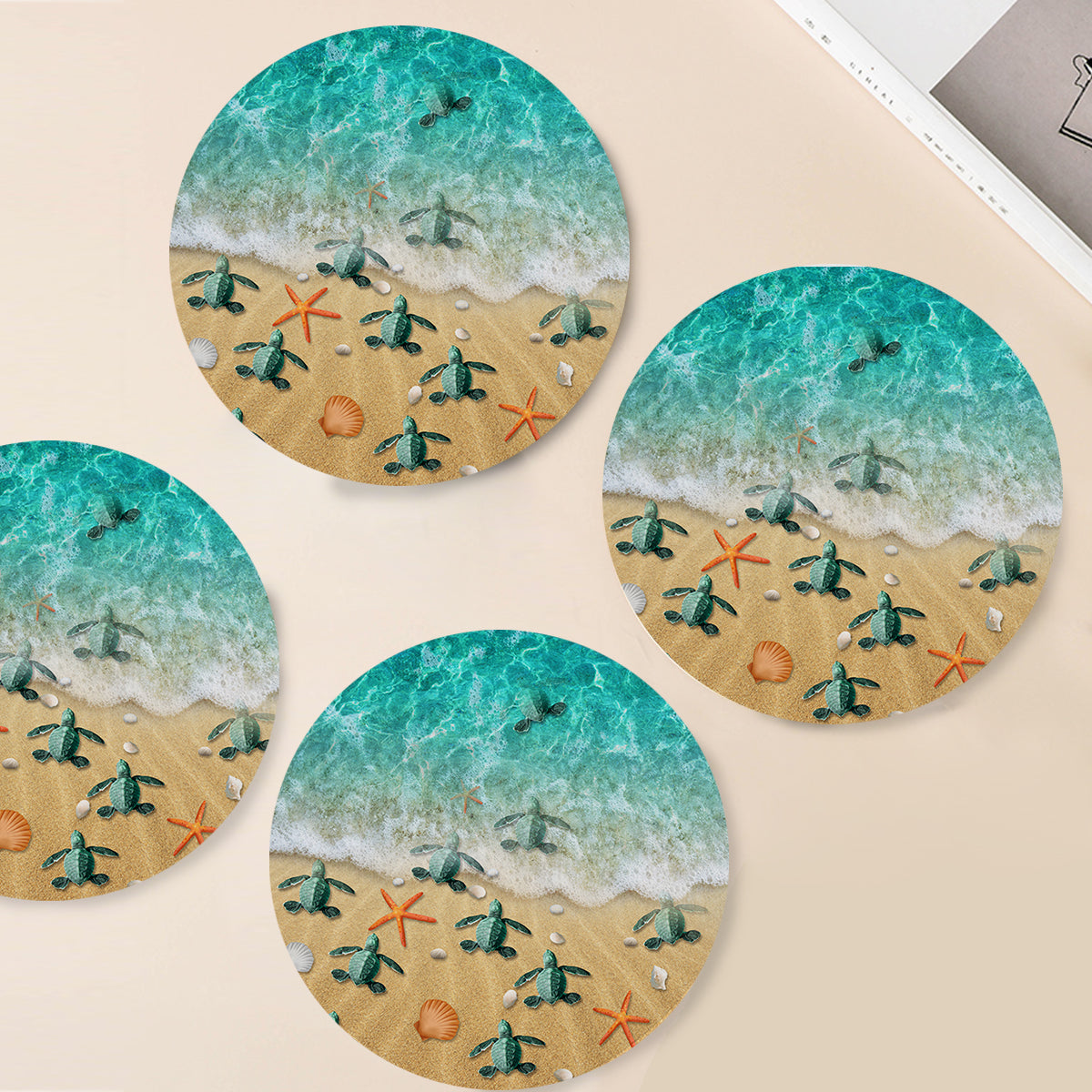 Happy Little Sea Turtles Table Placemat - Waterproof & Non-Slip Dining Mat for Kids - Perfect for Beach Themed Parties, Ocean Decor & Family Meals
