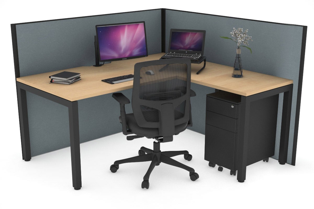 Horizon Quadro Square Legs L-Shaped Corner Office Desk - 1600L x 1550W with Cable Management - Perfect for Home Office & Workspace Setup