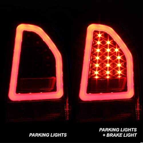 AKKON LED Parking Light Tube Tail Brake Light Assembly for 2005-2007 Chrysler 300 - Black Bezel Replacement - Enhances Night Visibility & Safety