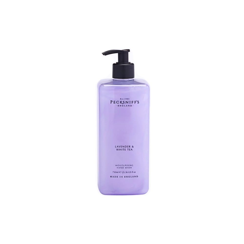 Pecksniff's Lavender & White Tea Hand Wash 25.3 Fl Oz - Moisturizing & Antibacterial Liquid Soap for Bathroom, Kitchen & Guest Use - Relaxing Aromatherapy Scent for Home & Spa