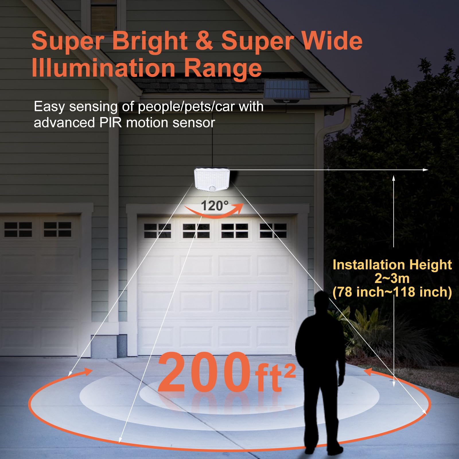 Solar Flood Lights Outdoor Waterproof IP65 - 153 Ultra Bright LED 9000K with 3 Lighting Modes & Remote Control | Solar Motion Sensor Security Lights for Yard, Patio, Garage, Driveway & Garden (Perfect for Home Security & Landscape Lighting)