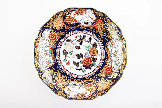 Authentic Arita Yaki Japanese Imari Style Ceramic Plate - 7.7 Inch (19.5cm) Handcrafted Dinnerware for Fine Dining & Home Decor