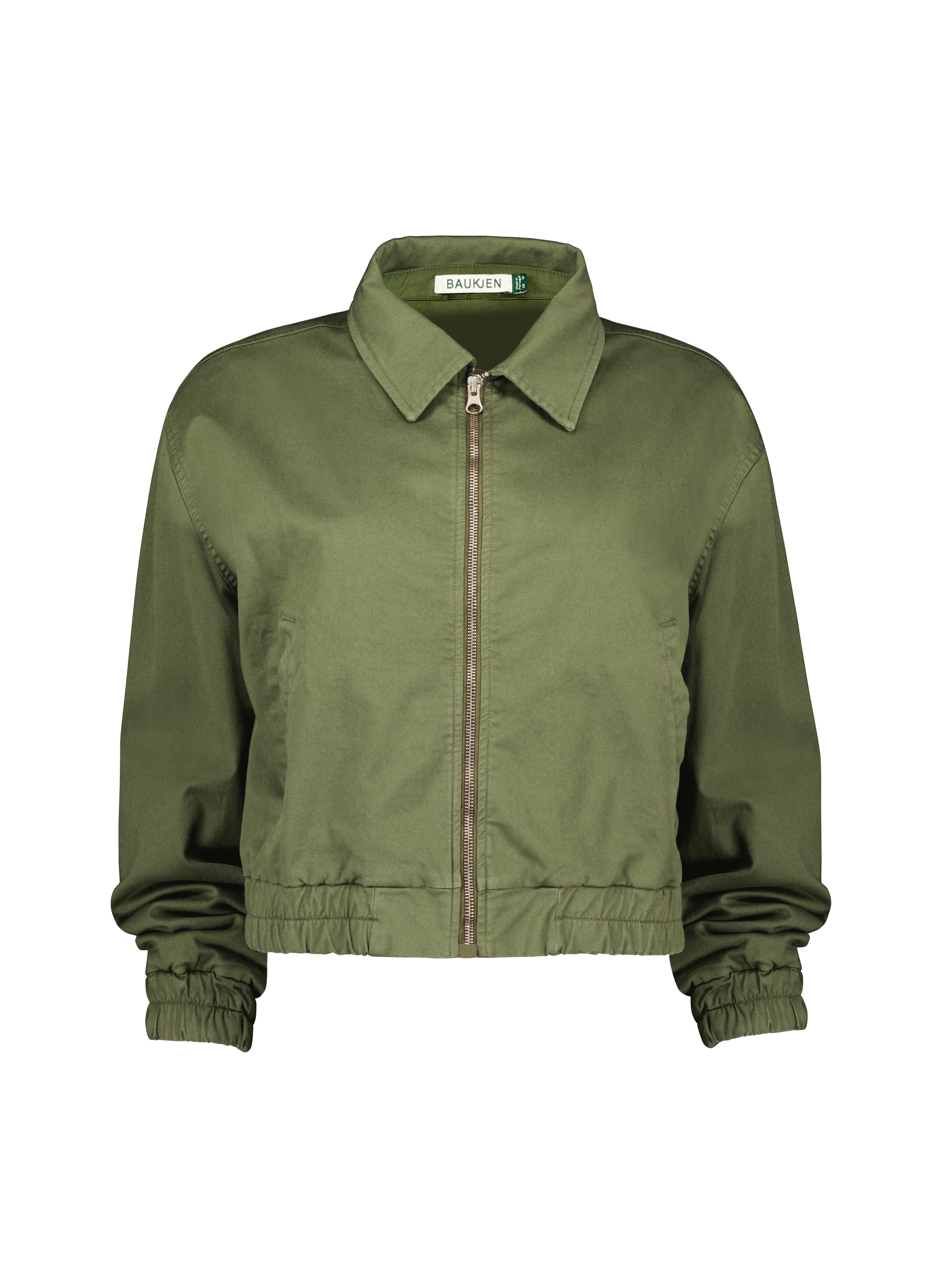 Elowen Women's Organic Cotton Cropped Bomber Jacket - Light Khaki | Eco-Friendly Casual Outerwear for Spring & Fall | Perfect for Streetwear, Travel & Everyday Fashion