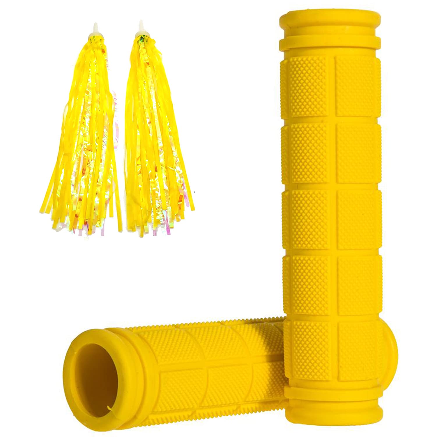 Non-Slip Soft Rubber Bike Handlebar Grips with Tassel Streamers for Kids - Durable MTB BMX Scooter Cruiser Bicycle Replacement Parts - Perfect for Mountain Biking, Commuting and Kids' Bicycles