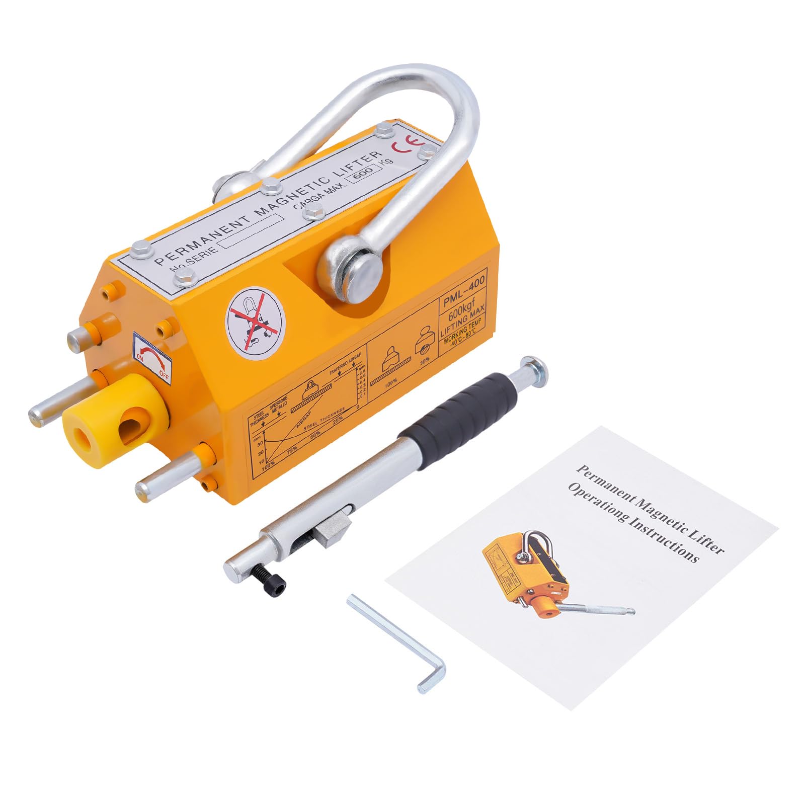 Heavy Duty Magnetic Lifter - 1320 lbs Lifting Capacity, Permanent Lift Magnet with Quick Release for Steel Handling | Ideal for Hoists, Dock Work, Shop Cranes, Construction Blocks & Wooden Boards | Industrial Strength Magnet for Metal Workshop & Warehouse Use