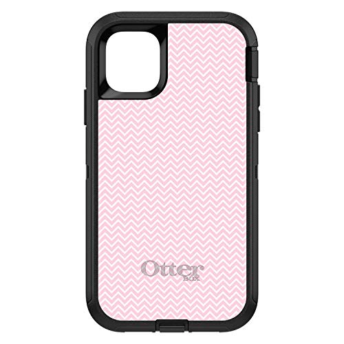 Pink & White Thin Chevron Pattern On Black Case