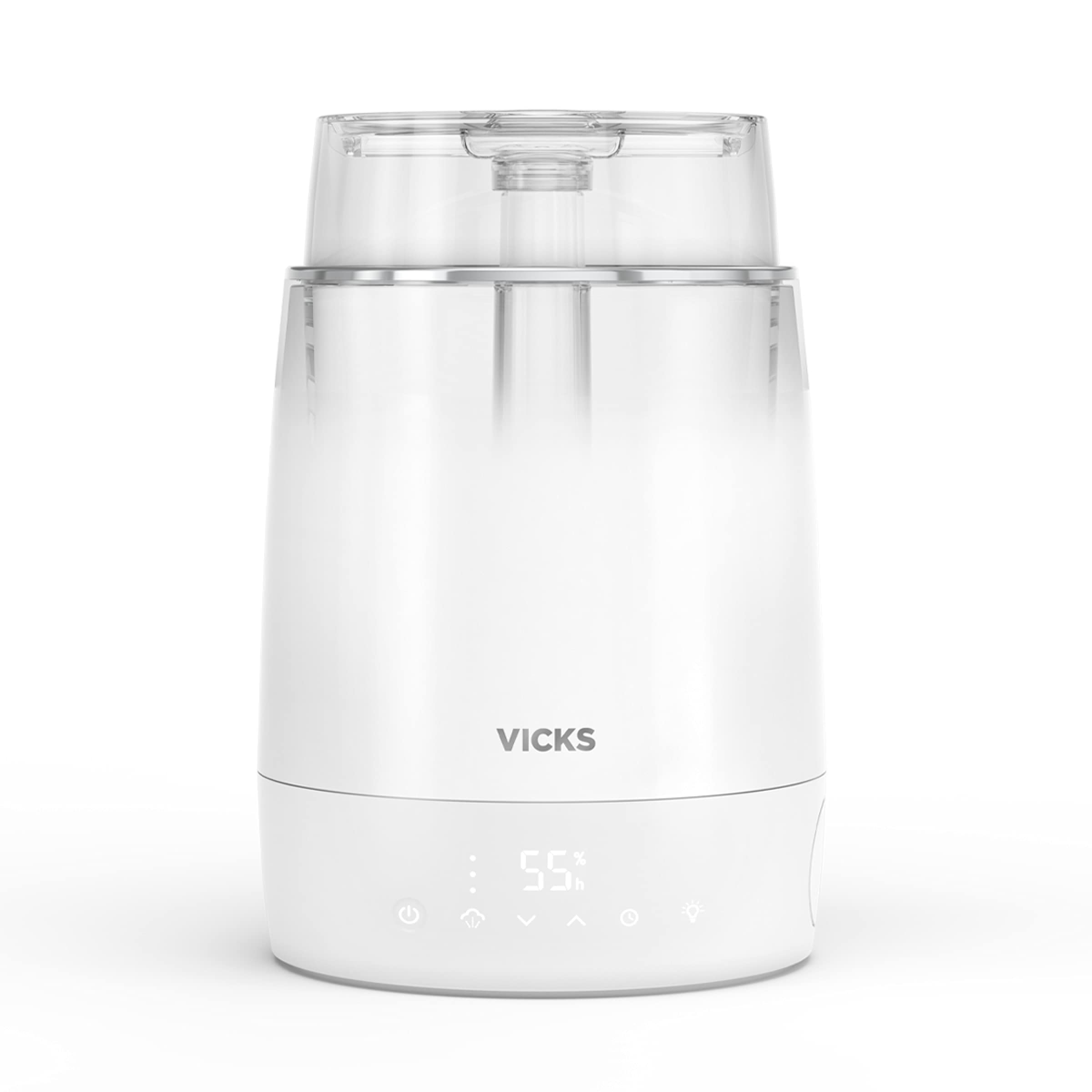 Vicks VUL900 Cool Mist Top Fill Humidifier - White Ultrasonic Humidifier for Bedroom, Office & Nursery - Quiet Air Moisturizer for Dry Skin, Allergies & Better Sleep