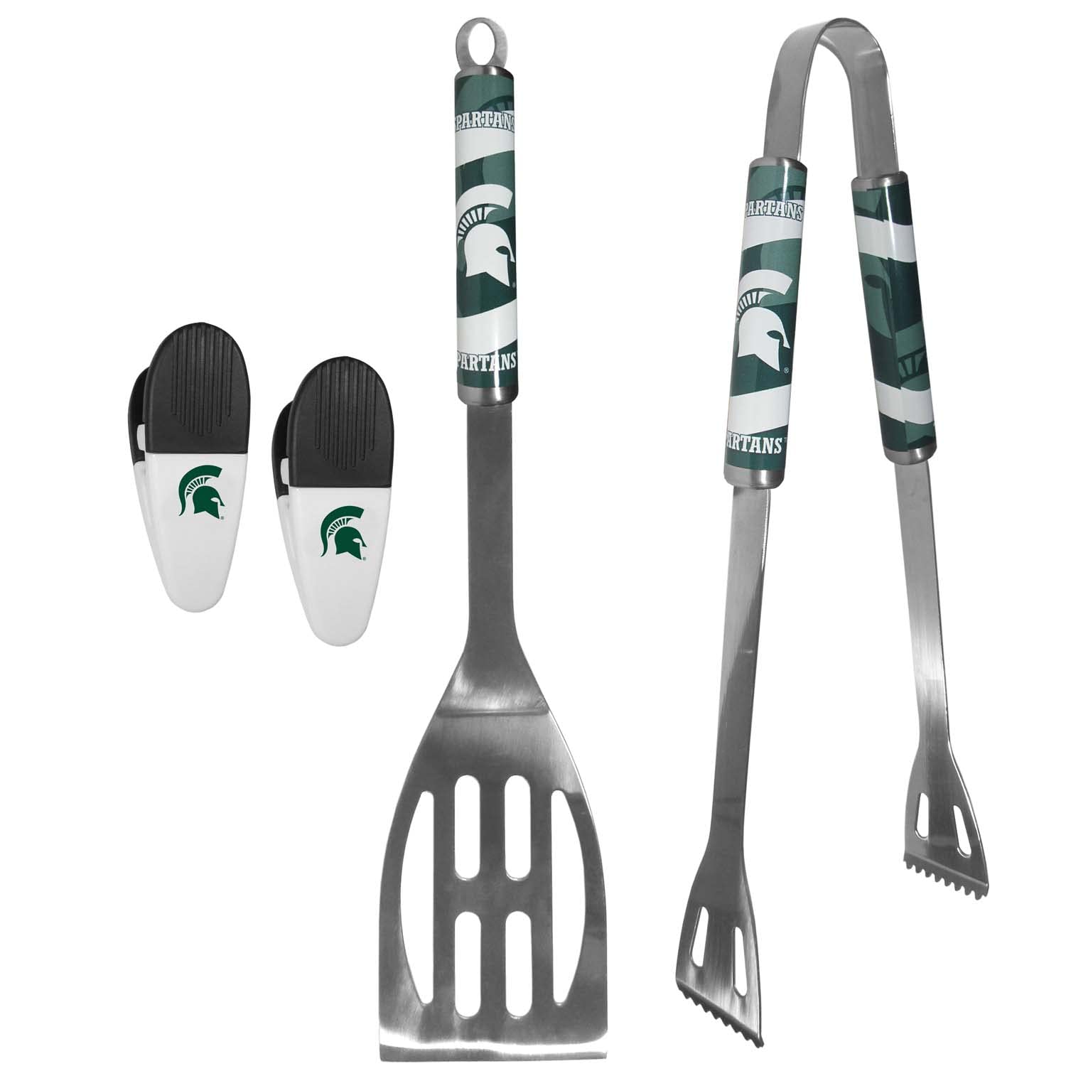 Siskiyou Collegiate University 2-Piece BBQ Grill Tool Set with Magnetic Chip Clips - Perfect for Tailgating, College Parties & Outdoor Cooking