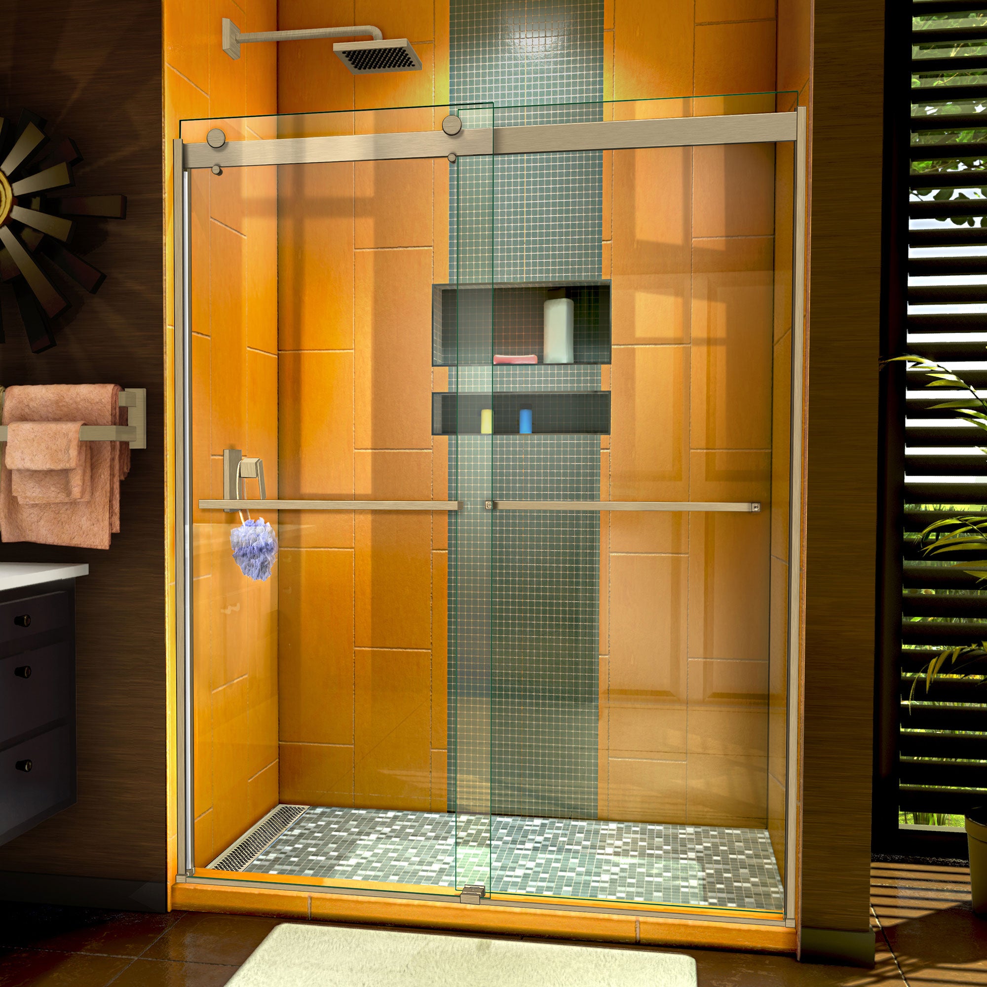 DreamLine Sapphire 56-60 Inch W x 76 Inch H Semi-Frameless Bypass Shower Door - Perfect for Modern Bathroom Renovations & Space-Saving Designs