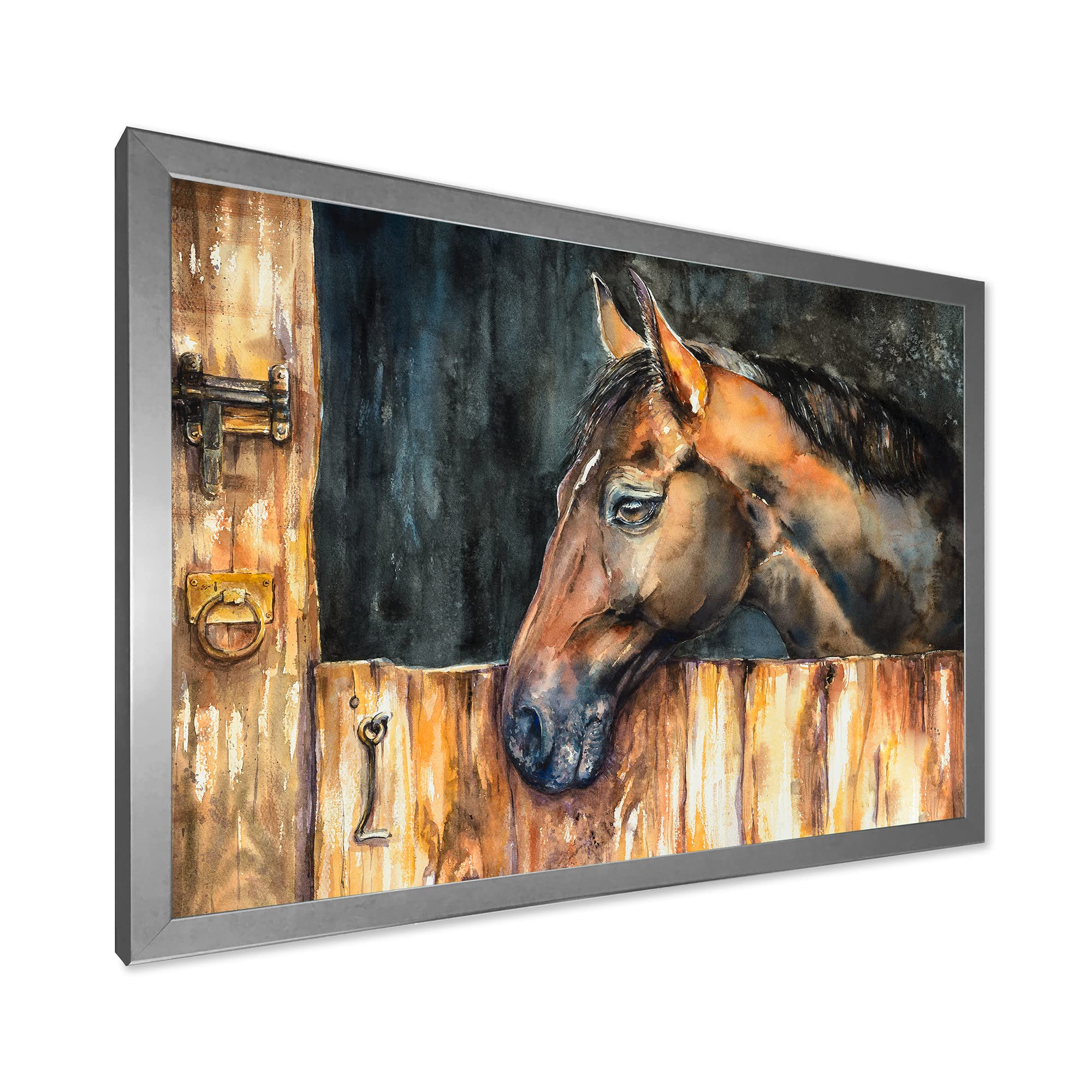 DesignQ Horse Head Stable Farmhouse Framed Wall Art - Rustic Home Decor for Living Room, Bedroom & Office