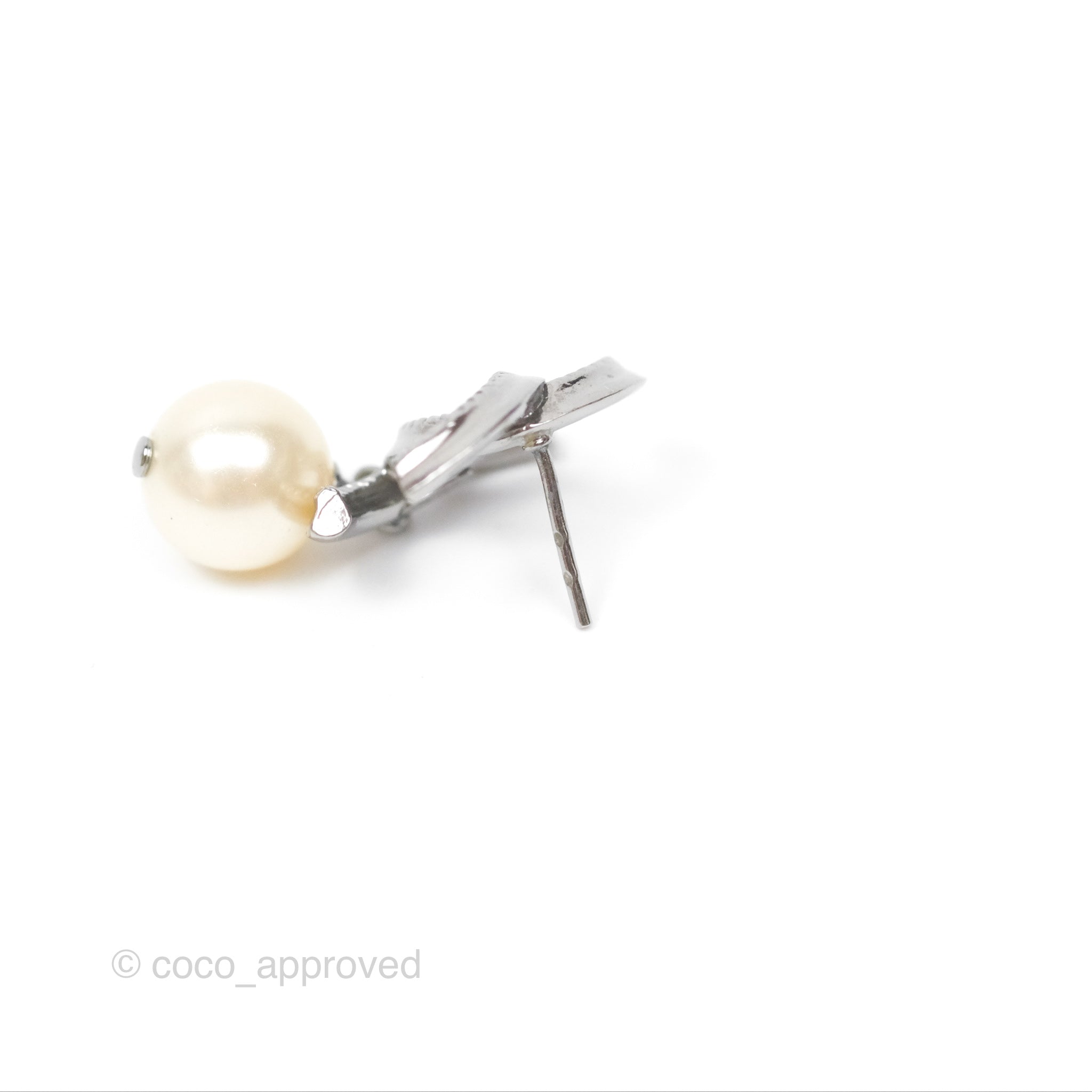 Chanel CC Pearl Drop Earrings in Gun Metal - Elegant Luxury Jewelry for Women | Perfect for Parties, Weddings & Special Occasions