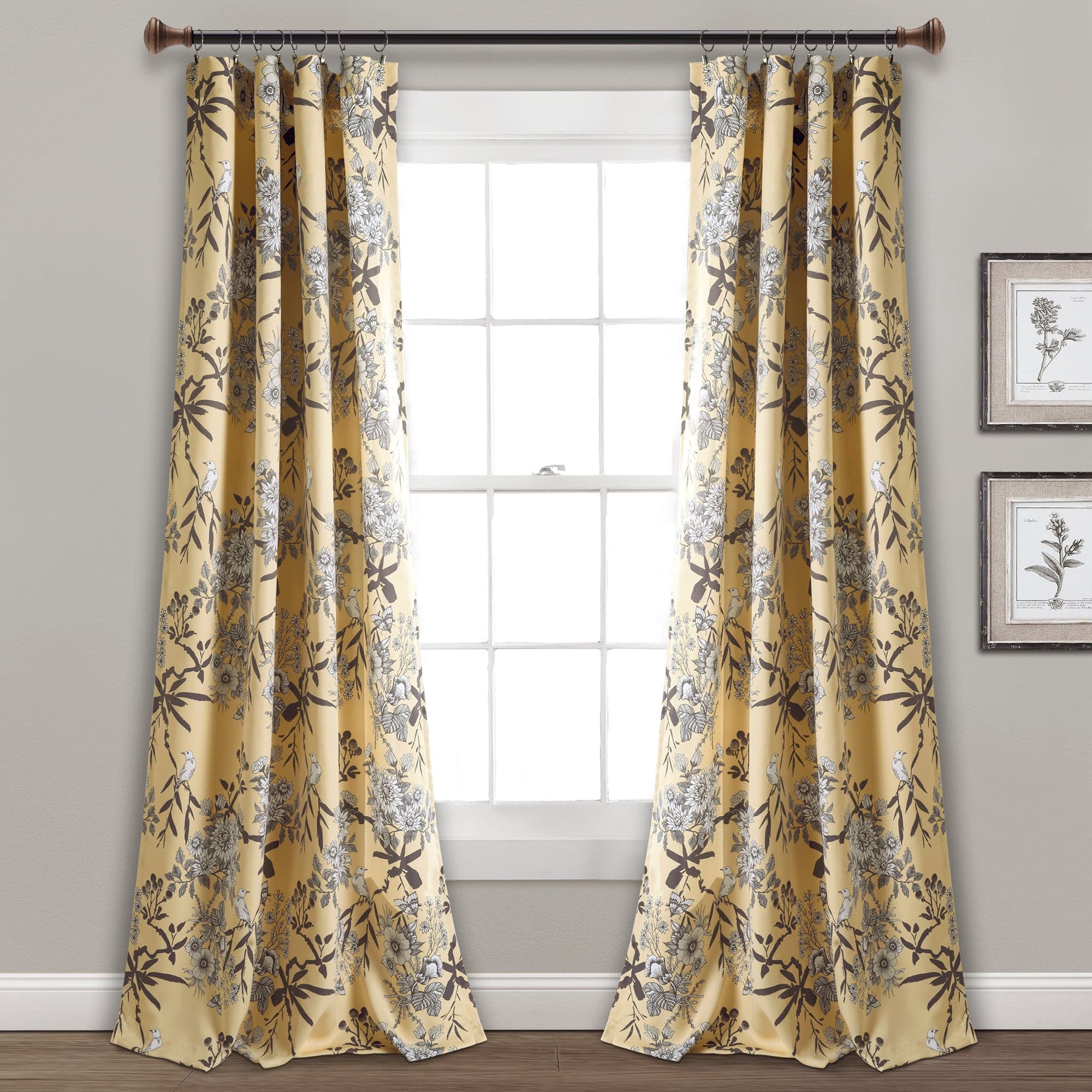Botanical Garden Light Filtering Window Curtain Panel Set - Floral Print Sheer Drapes for Living Room, Bedroom & Nursery - Soft Sunlight & Privacy - 2 Panels 84 Inch Length