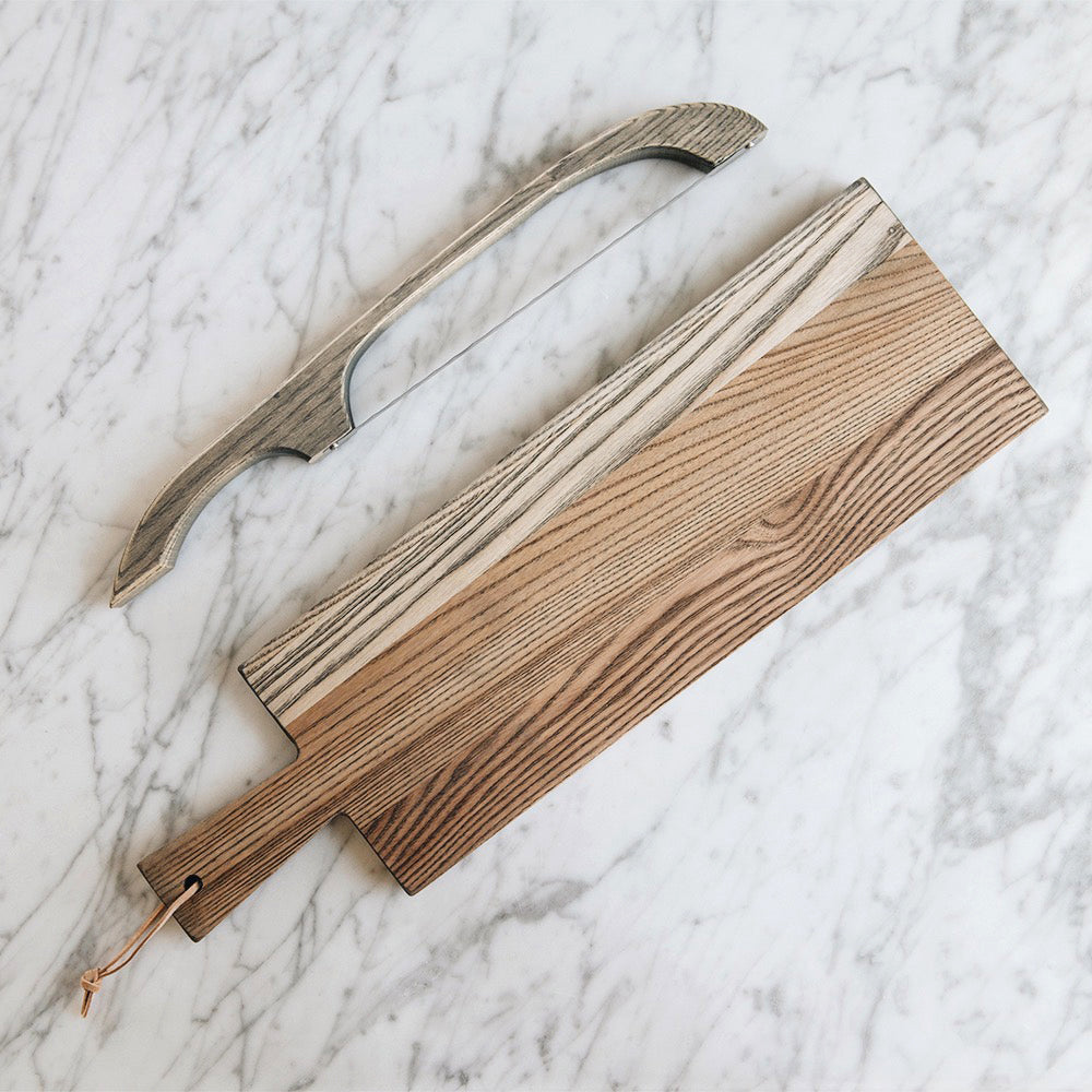 Premium Wooden Breadboard & Knife Set - Natural Bamboo Cutting Board with Stainless Steel Knife - Perfect for Slicing Bread, Cheese, and Charcuterie - Ideal for Kitchen, Dining, and Gift Giving