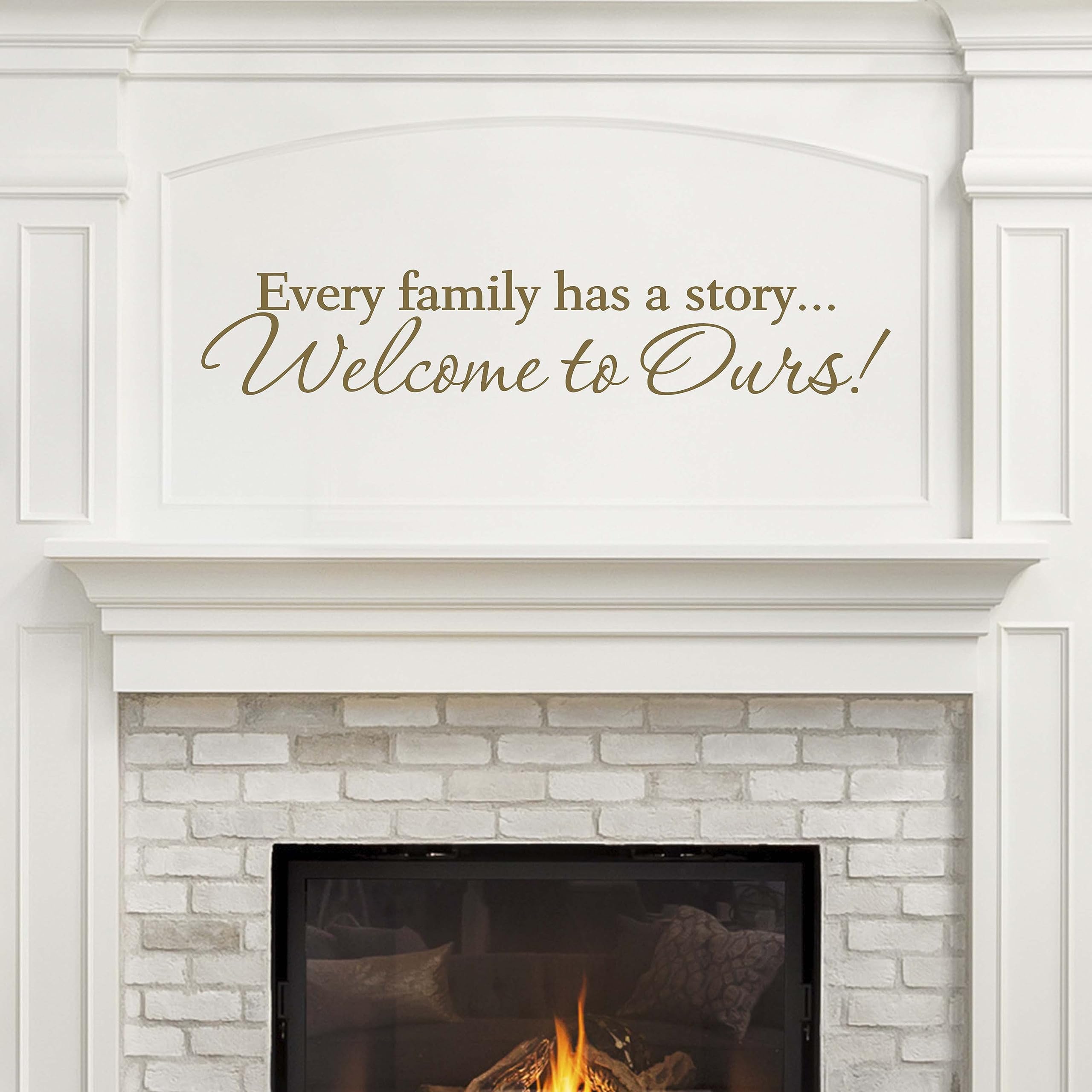 Every Family Has A Story Welcome to Ours - Gold Vinyl Wall Decal Sticker for Home Decor | Family Tree Wall Art | Nursery & Living Room Decoration | Personalized Housewarming Gift