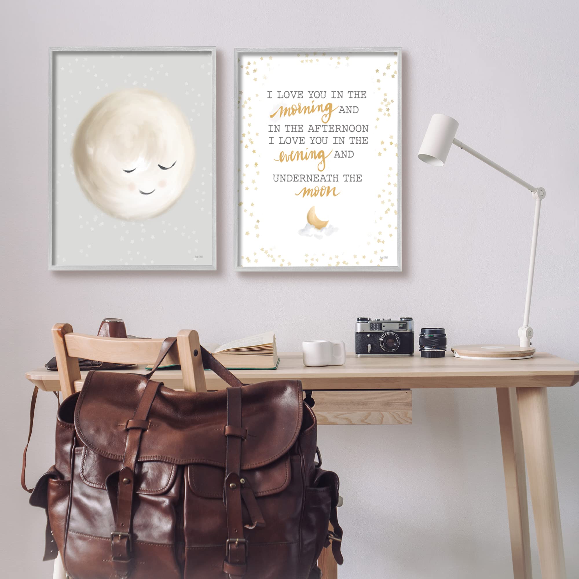 Stupell Industries 'I Love You Moon' Quote Wall Art - Romantic Home Decor Illustration by House Fenway - Perfect for Bedroom, Nursery & Gift Giving