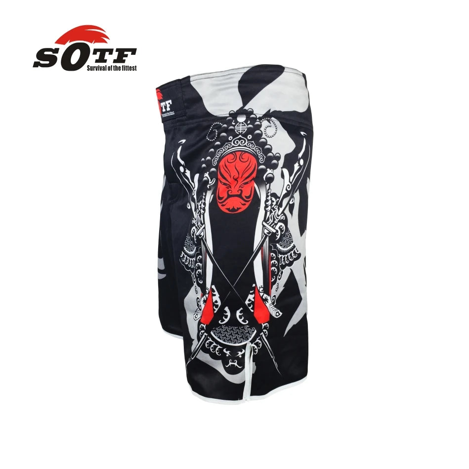 SOTF MMA Shorts for Men - Breathable Boxing & Muay Thai Trunks with Tiger Design - Perfect for MMA Training, Kickboxing, and Combat Sports Workouts
