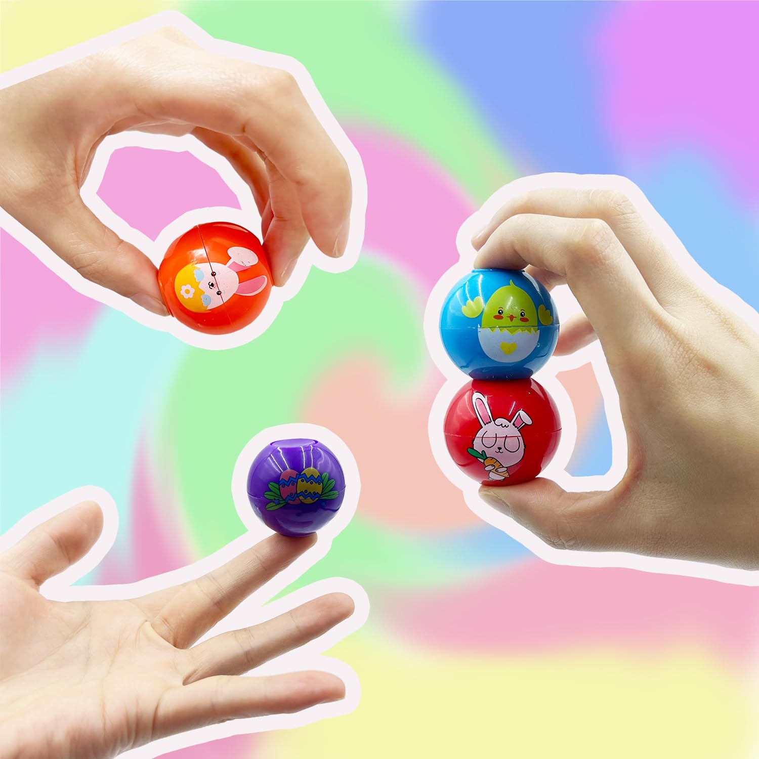 24-Piece Mini Fidget Spinner Ball Toy Set for Kids & Adults - Stress Relief Sensory Toys for ADHD, Anxiety - Easter Basket Stuffers, Party Favors, Classroom Prizes (Easter Theme) - Perfect for Gifts, Stocking Stuffers & Sensory Play