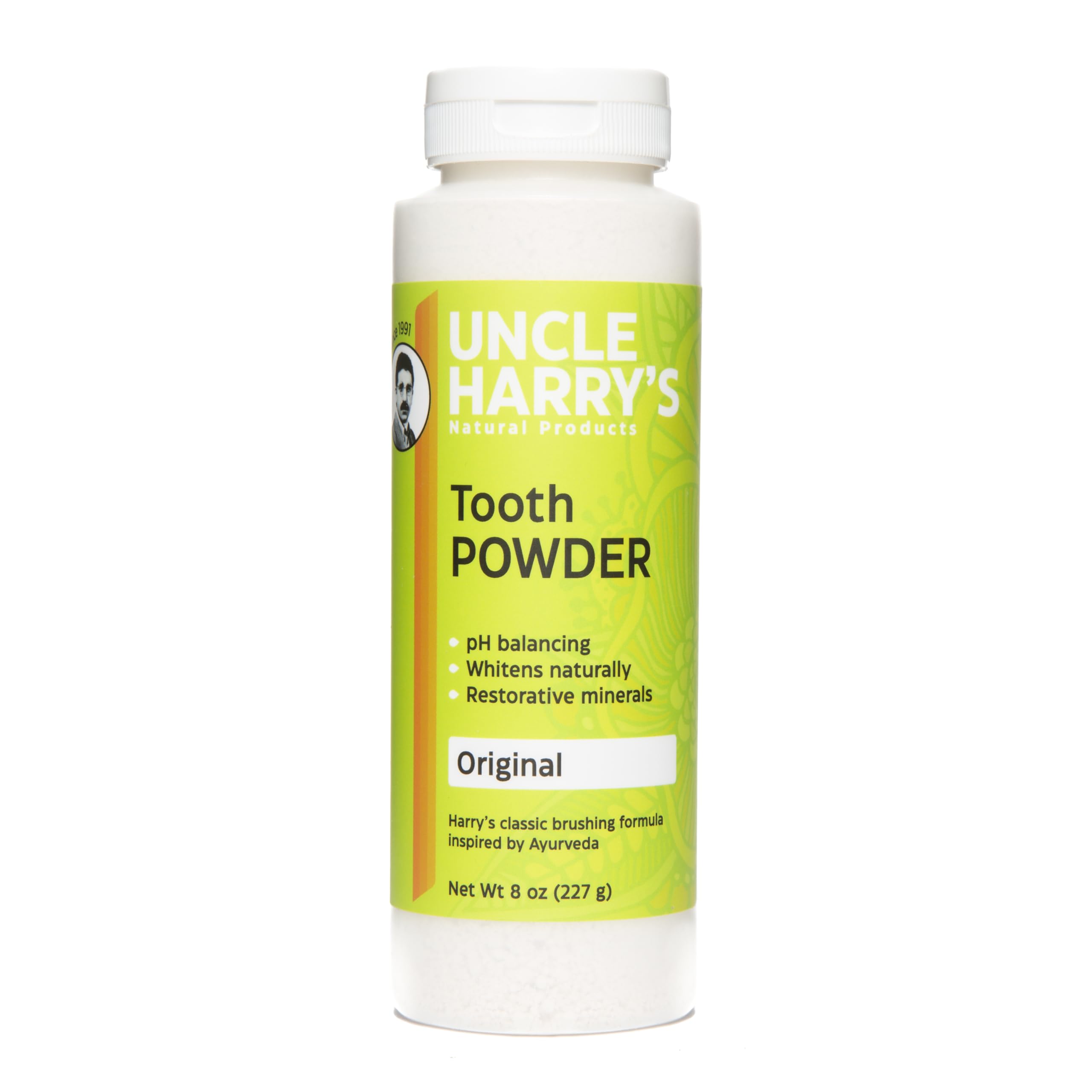 Uncle Harry's All Natural Tooth Powder - Alkalizing Remineralizing Enamel Support & Whitening Toothpaste for Sensitive Teeth | Powder Toothpaste for Gum Health & Fresh Breath (8 oz) | Ideal for Daily Oral Care & Natural Teeth Whitening at Home