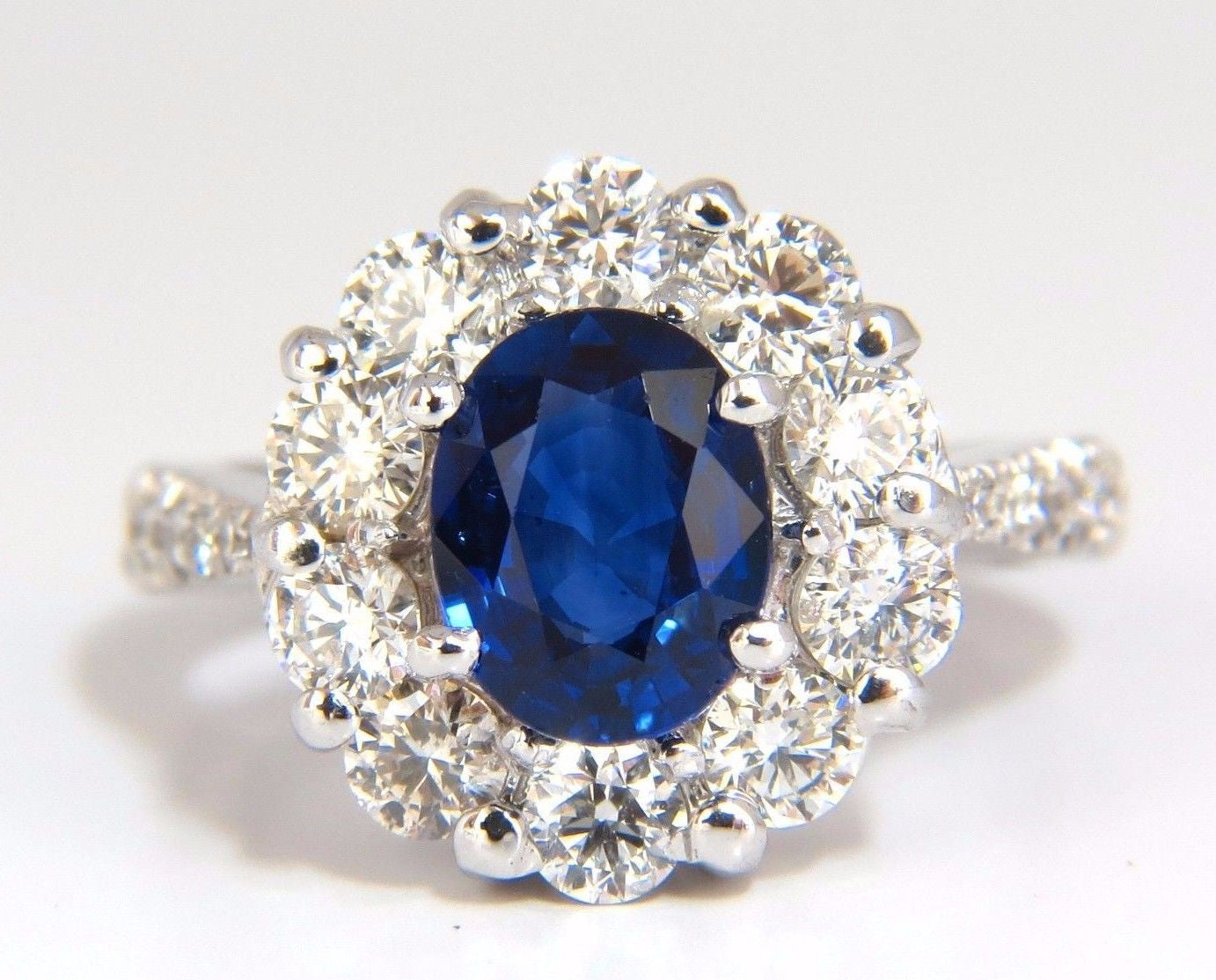 3.67CT GIA Certified Natural Vivid Royal Blue Diamond Cluster Halo Ring in 18K Gold - Perfect for Engagement, Wedding & Anniversary Gifts