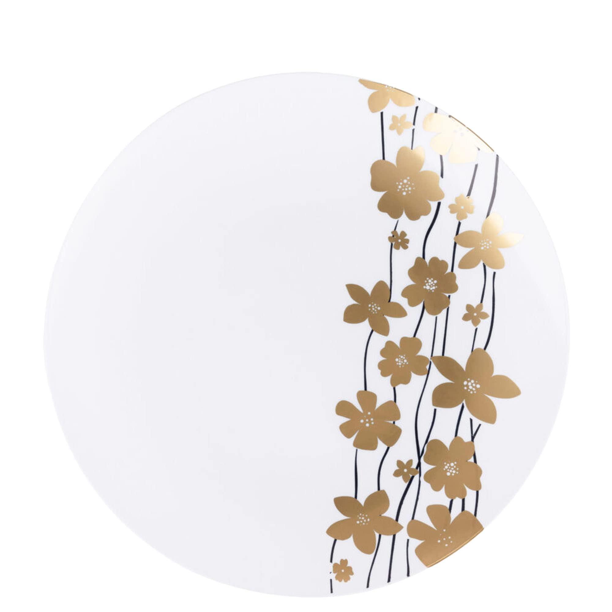 EcoQuality 9 Inch Round White Plastic Plates with Gold Vine Design - 80 Pack Disposable Elegant Dinner Plates for Wedding, Party, Salad, Dessert | Heavy Duty Serveware for Events, Catering & Home Use