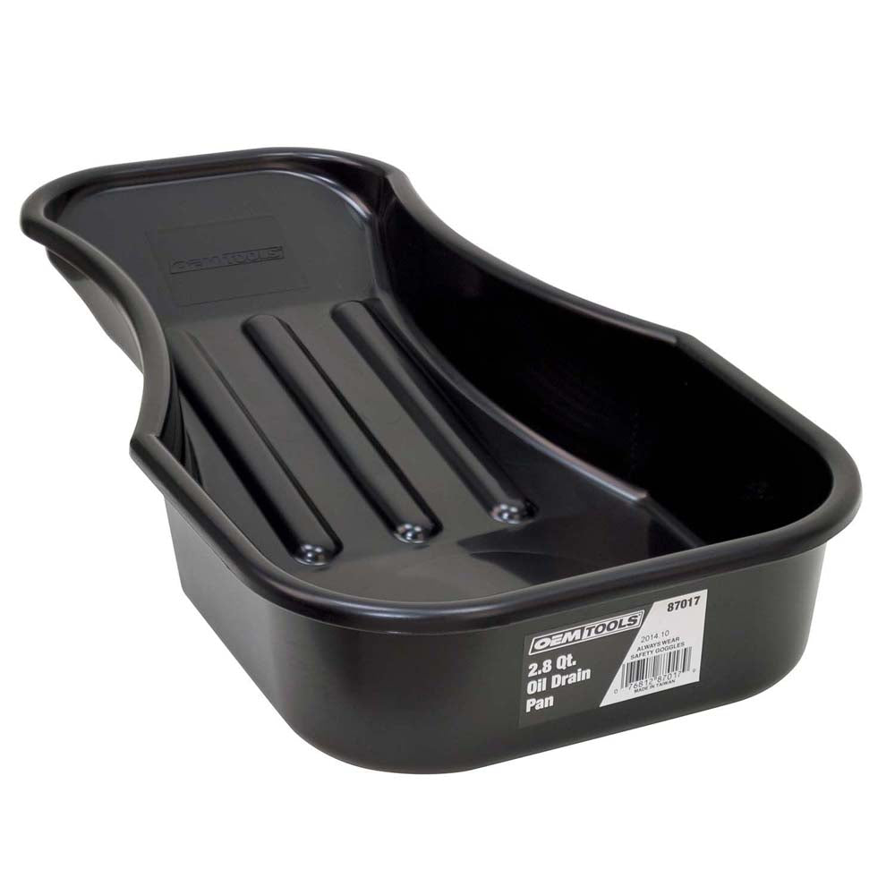 OEM TOOLS 87017 2.8 Quart Low Profile Oil Drain Pan - Heavy Duty Plastic Oil Change Pan for Cars, Trucks & Motorcycles - Leak Proof Automotive Oil Drain Container for Garage & DIY Mechanics