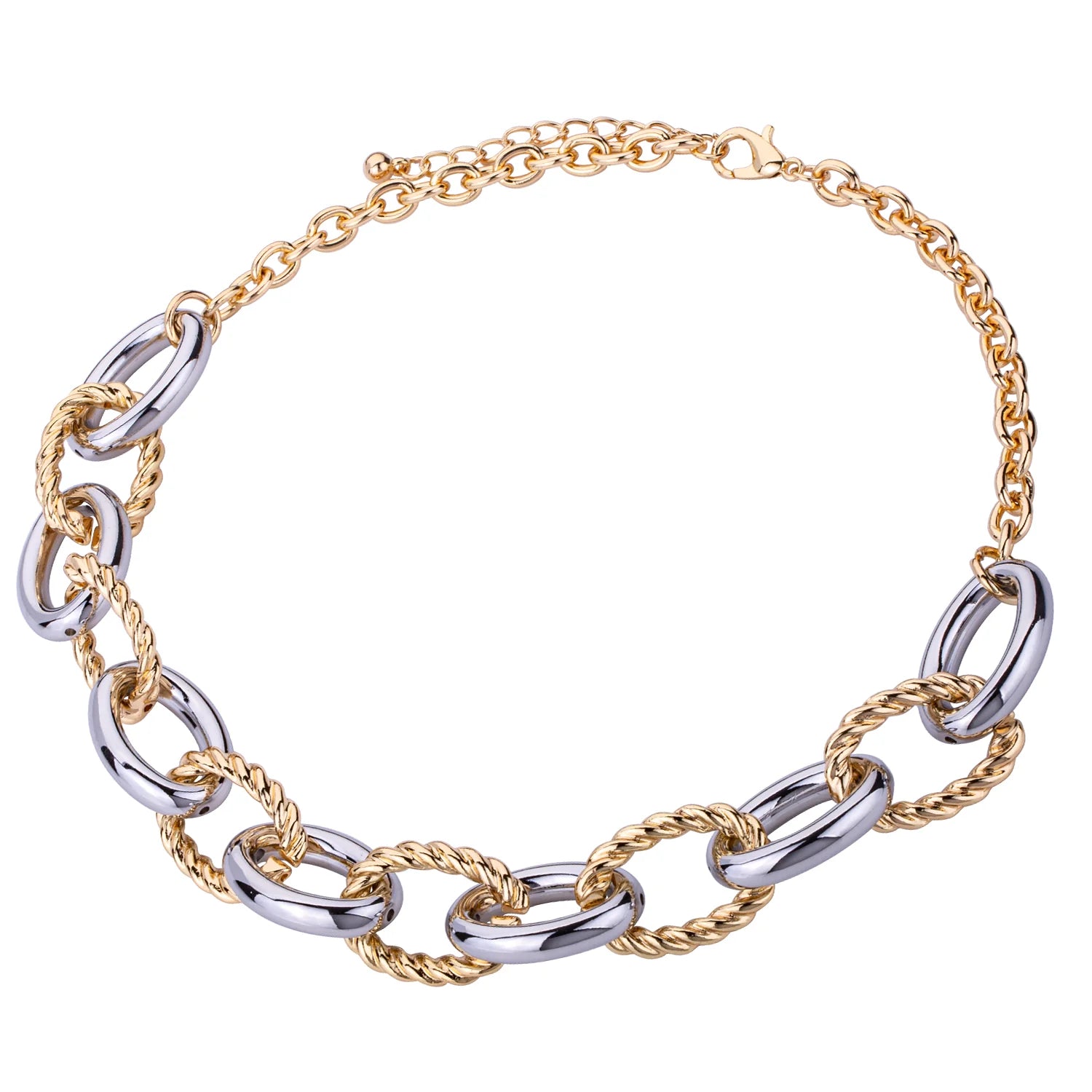 Izara Link Necklace - Two Tone Gold & Silver Chain Jewelry for Women - Perfect for Casual Wear, Office & Evening Outfits