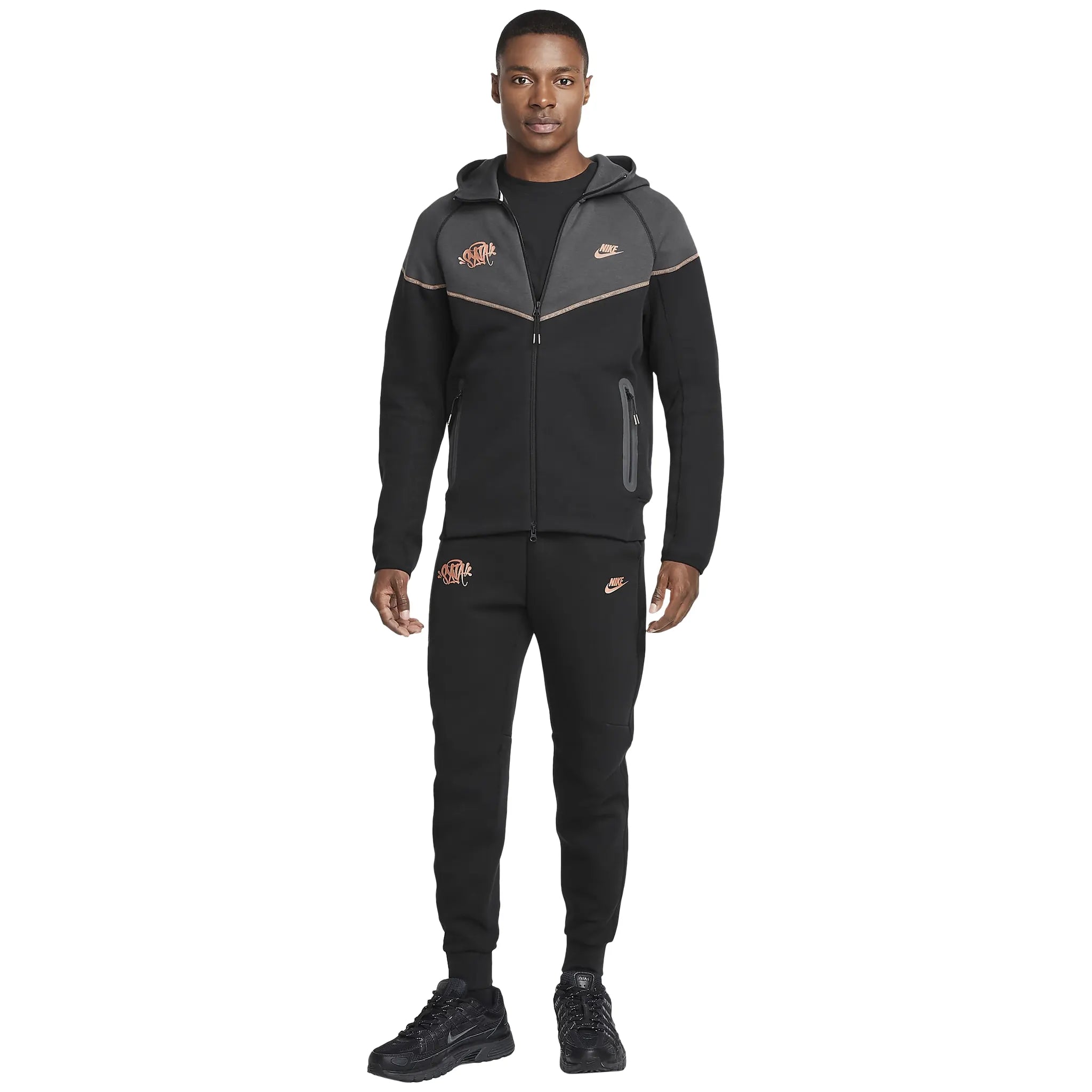 Syna World x Nike Central Cee Tech Fleece Black Sweatpants for Men - Comfortable Joggers with Pockets for Running, Gym & Streetwear Fashion