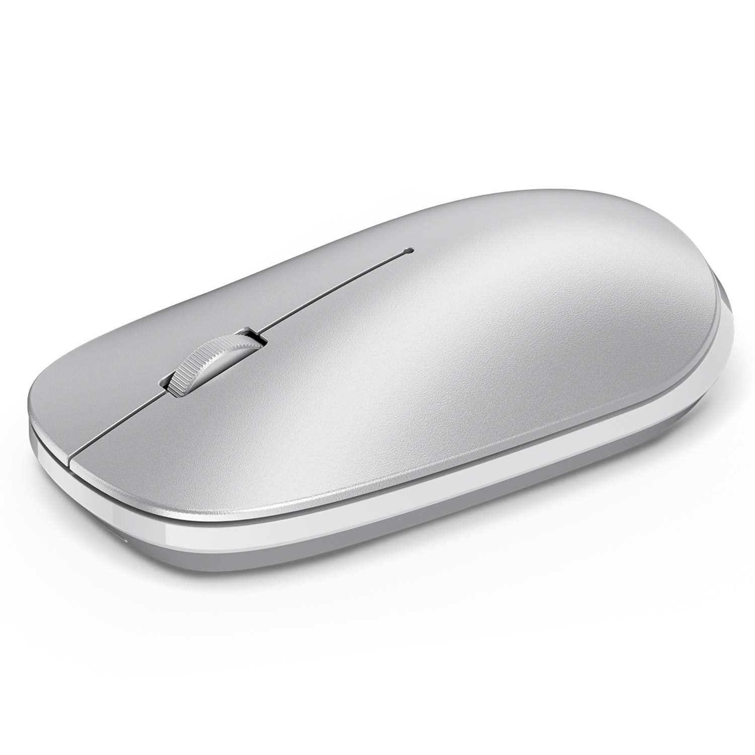 OMOTON Ultra-Thin Bluetooth Mouse for iPad, iPhone, Mac, PC & Laptop - Wireless Rechargeable Mouse Compatible with iPadOS 13/iOS 13+ (Silver) - Perfect for Office Work, Travel & Home Use