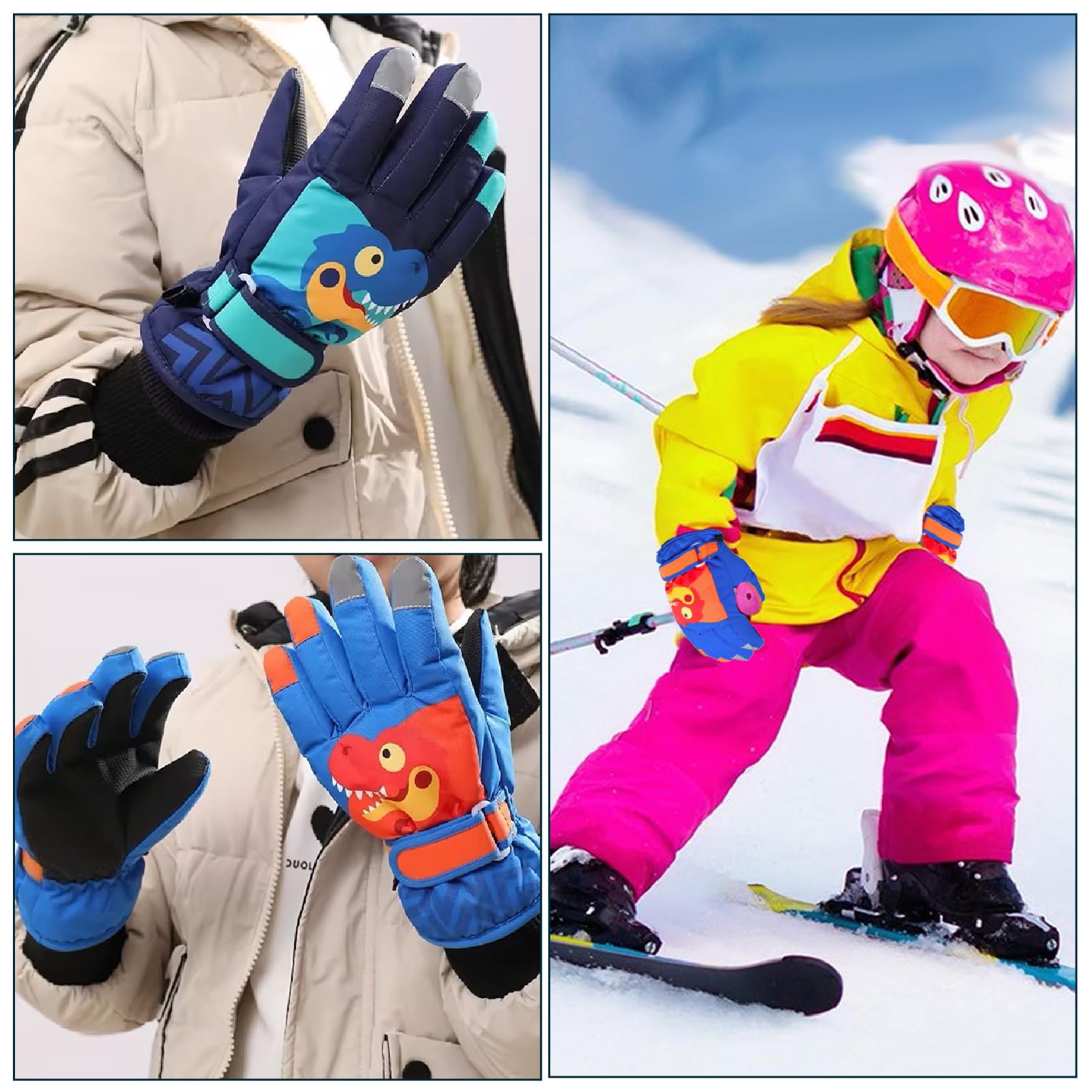 JEELAD Kids Winter Snow Gloves - Waterproof Ski Gloves for Boys & Girls - Warm Snowboard Gloves for Cold Weather - Perfect for Skiing, Snowboarding & Outdoor Winter Play