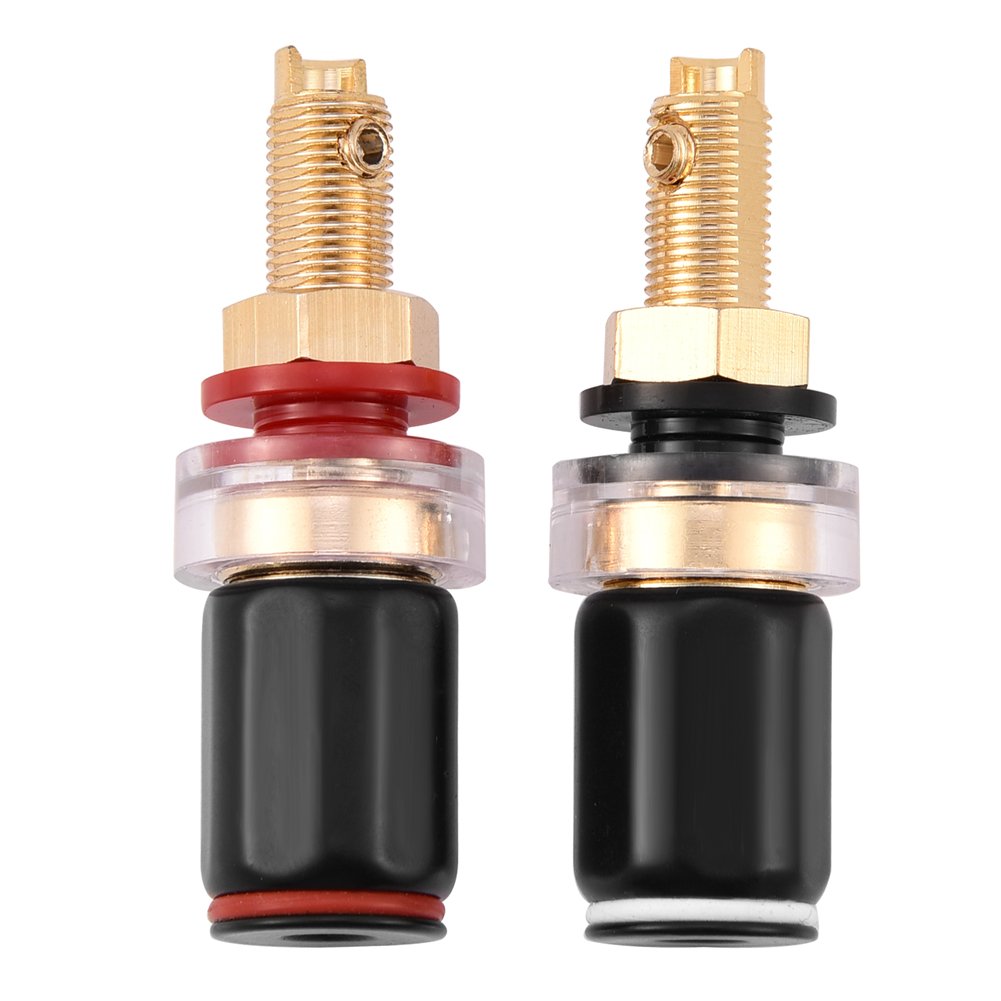 Premium 2-Pack Zopsc Speaker Terminals - Black & Red Copper Connectors for 4mm Banana Plugs | High-Quality Amplifier & Speaker Wire Terminals for Home Theater & DIY Audio Systems