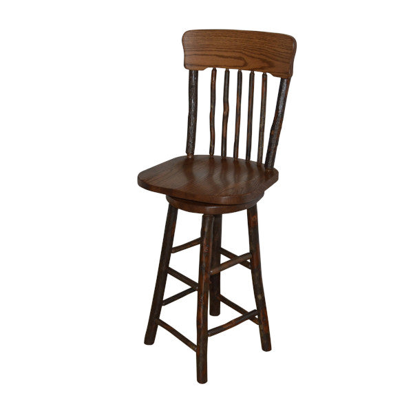 Hickory Wood Panel Back Swivel Bar Chair - Modern Kitchen & Pub Stool for Home & Commercial Use