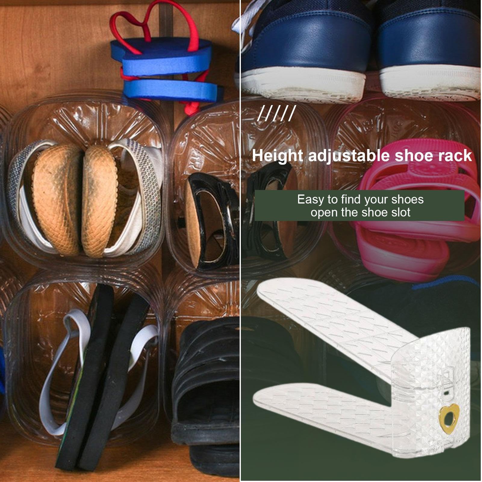 Double Layer Shoe Stacker Organizer - Adjustable Non-Slip Shoe Storage Rack with Anti-Deformation Design for Flat Shoes | Perfect for Closet, Entryway, and Under-Bed Organization