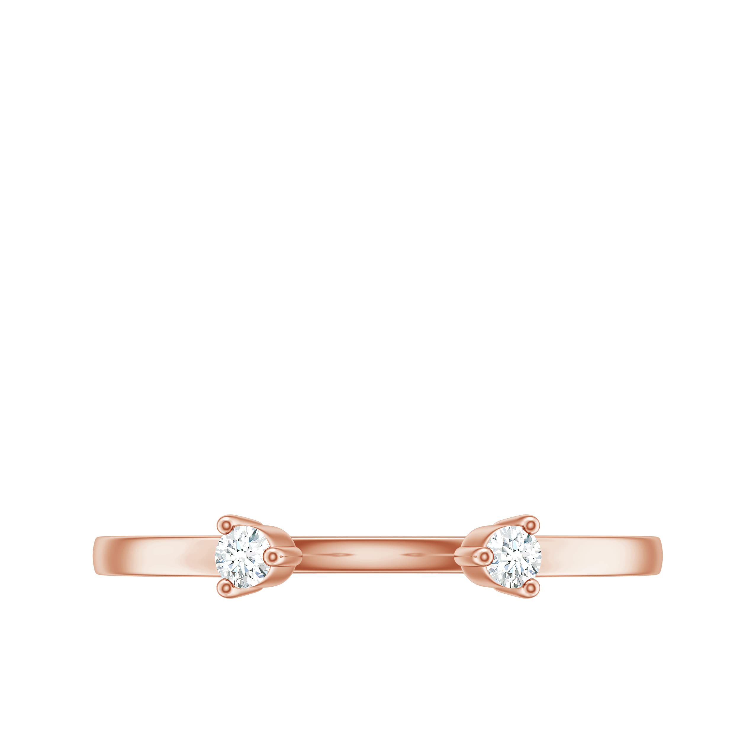 14K Solid Gold Diamond Cuff Ring for Women - Two Stone April Birthstone Ring | Elegant Jewelry Gift for Anniversary, Birthday & Special Occasions