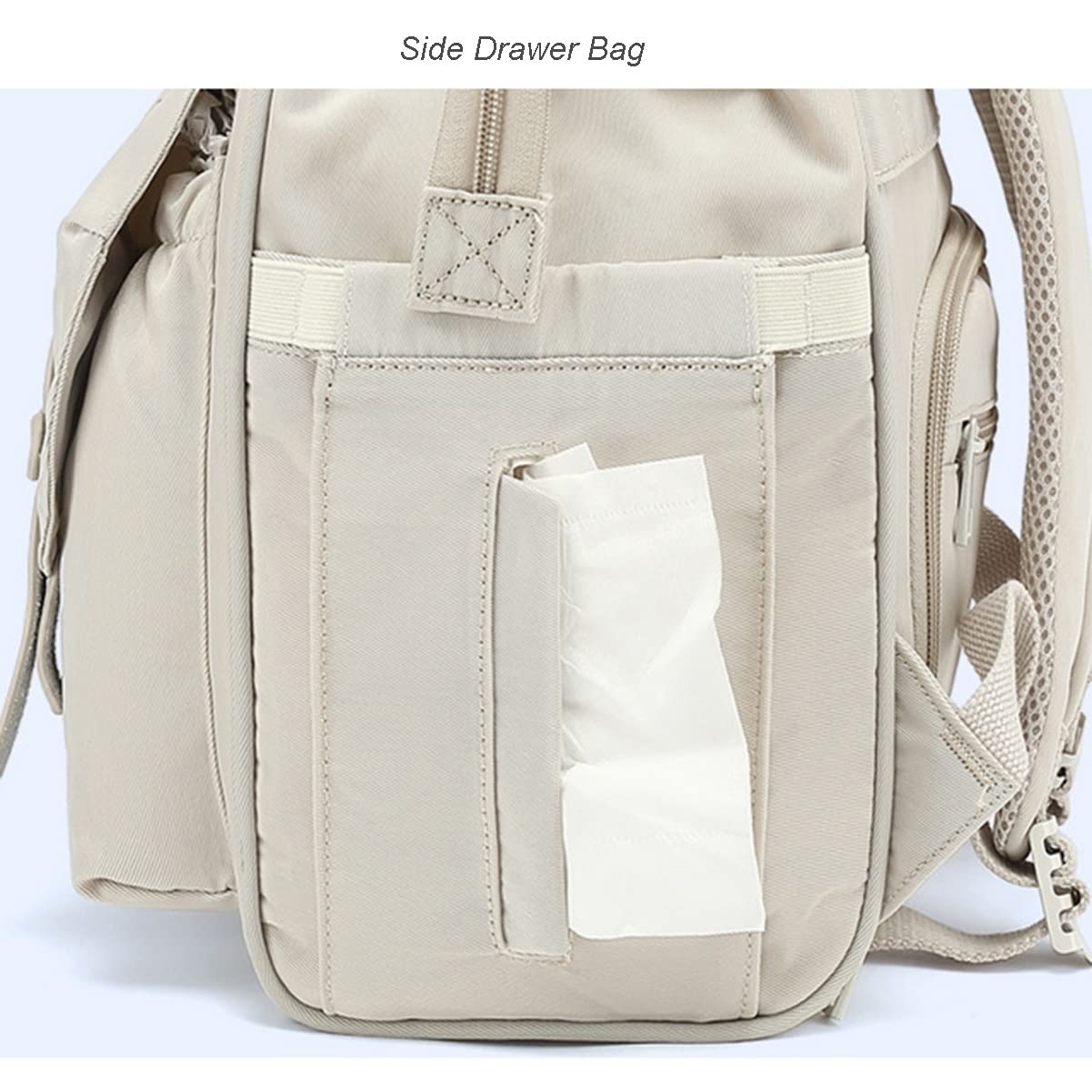 RETENA Diaper Backpack with USB Port & Insulated Pockets - Large Baby Bag for Moms (Beige) - Perfect for Travel & Outings