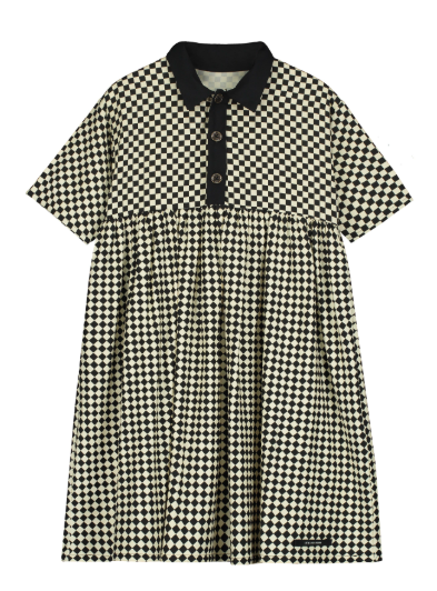 Little Creative Chess Print Dress for Girls (Size 2XS) - Perfect for School, Parties & Casual Outings
