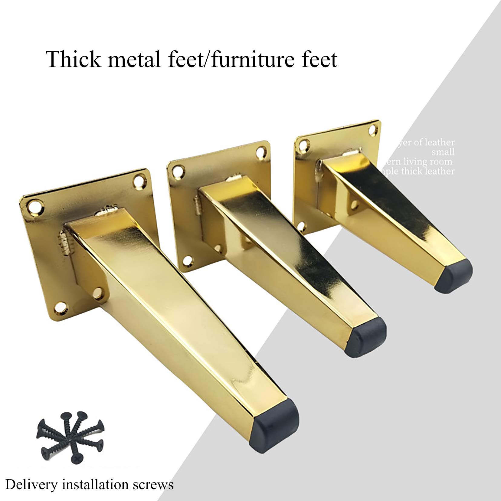 4PCS Metal Furniture Replacement Legs - Gold Cabinet Table Coffee Table Feet for Sofa Couch Cupboard - Durable & Stylish Home Office Living Room Decor