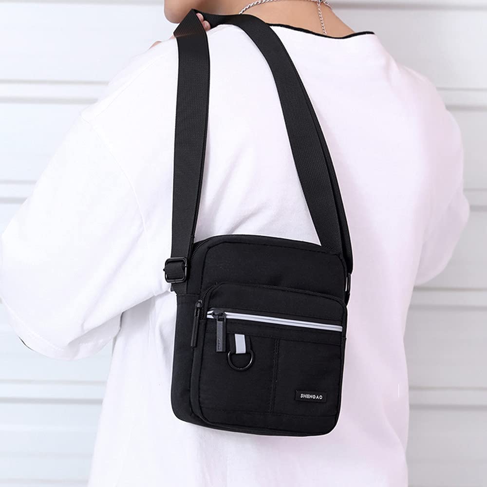 Compact Canvas Crossbody Bag for Men - Small Shoulder Bag & Mini Messenger Bag - Holds Phone, Wallet & Coins - Perfect for Travel, Commuting & Daily Use