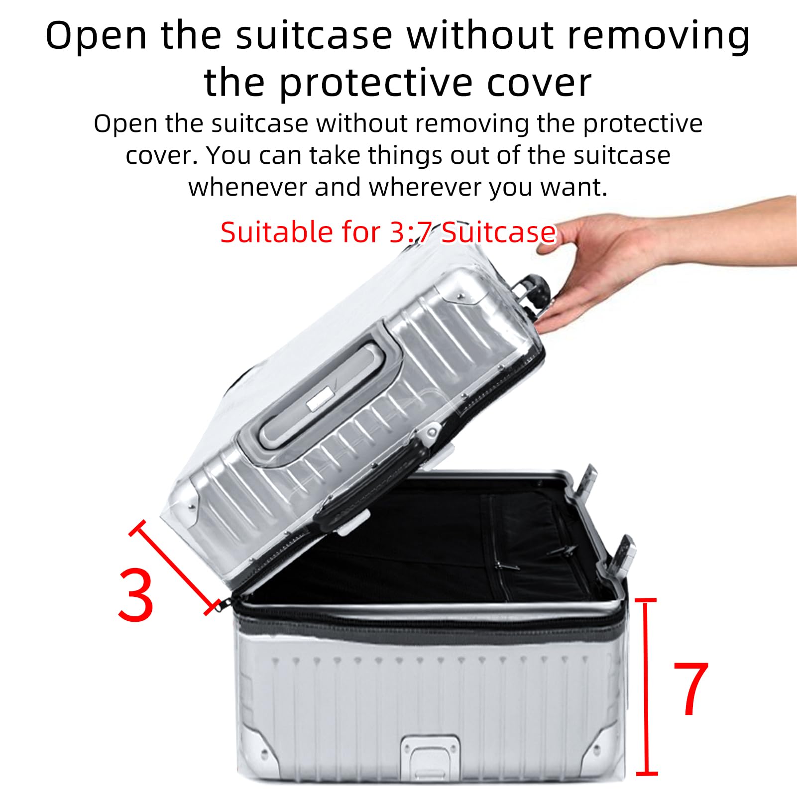 Veki Clear PVC Suitcase Cover with Zipper - Waterproof Transparent Luggage Protector for Plastic Trolley Bags | Scratch-Resistant Travel Accessory for Airplane, Train & Business Trips